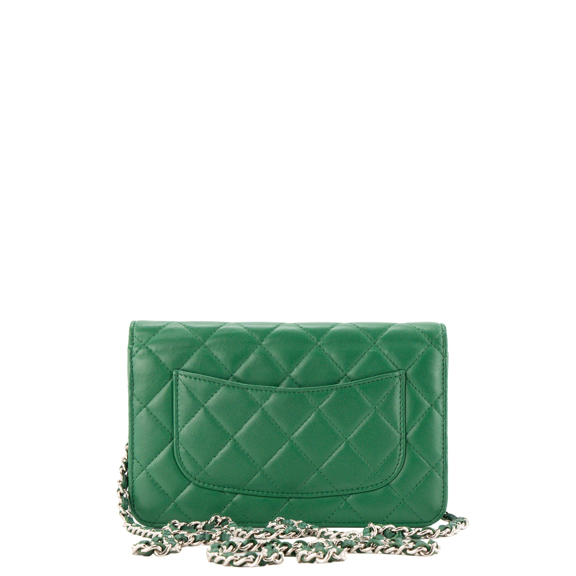 CHANEL - Sac à bandoulière Wallet On Chain Classique/Timeless Chanel en cuir lisse vert