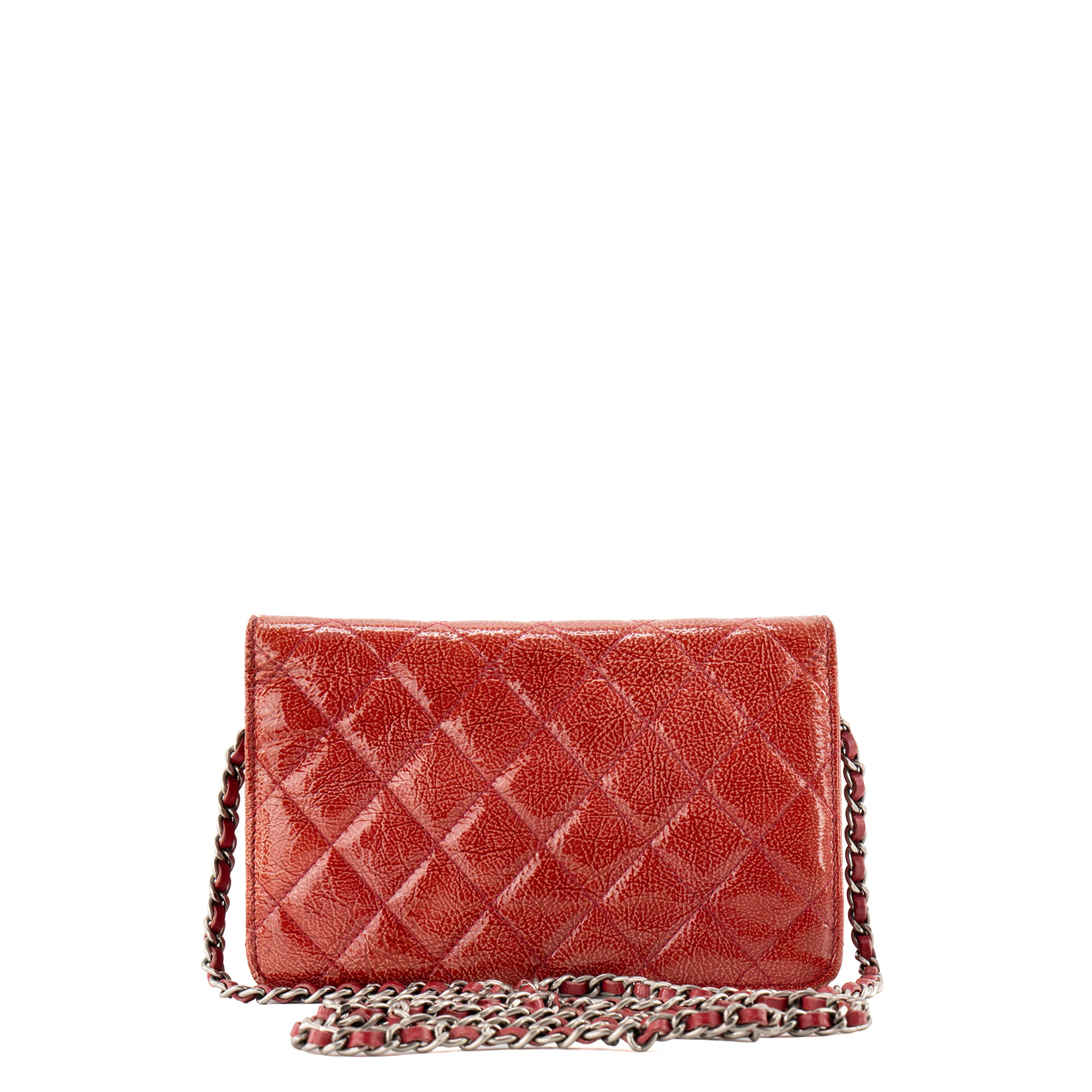 CHANEL - Sac à bandoulière Wallet On Chain Classique/Timeless Chanel en cuir verni orange et rose édition limitée