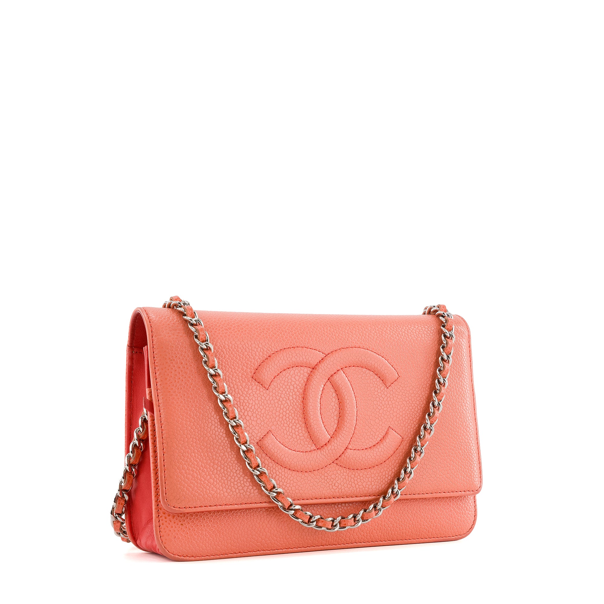 CHANEL - Sac à bandoulière Wallet on Chain Coco Mark Chanel en cuir caviar corail