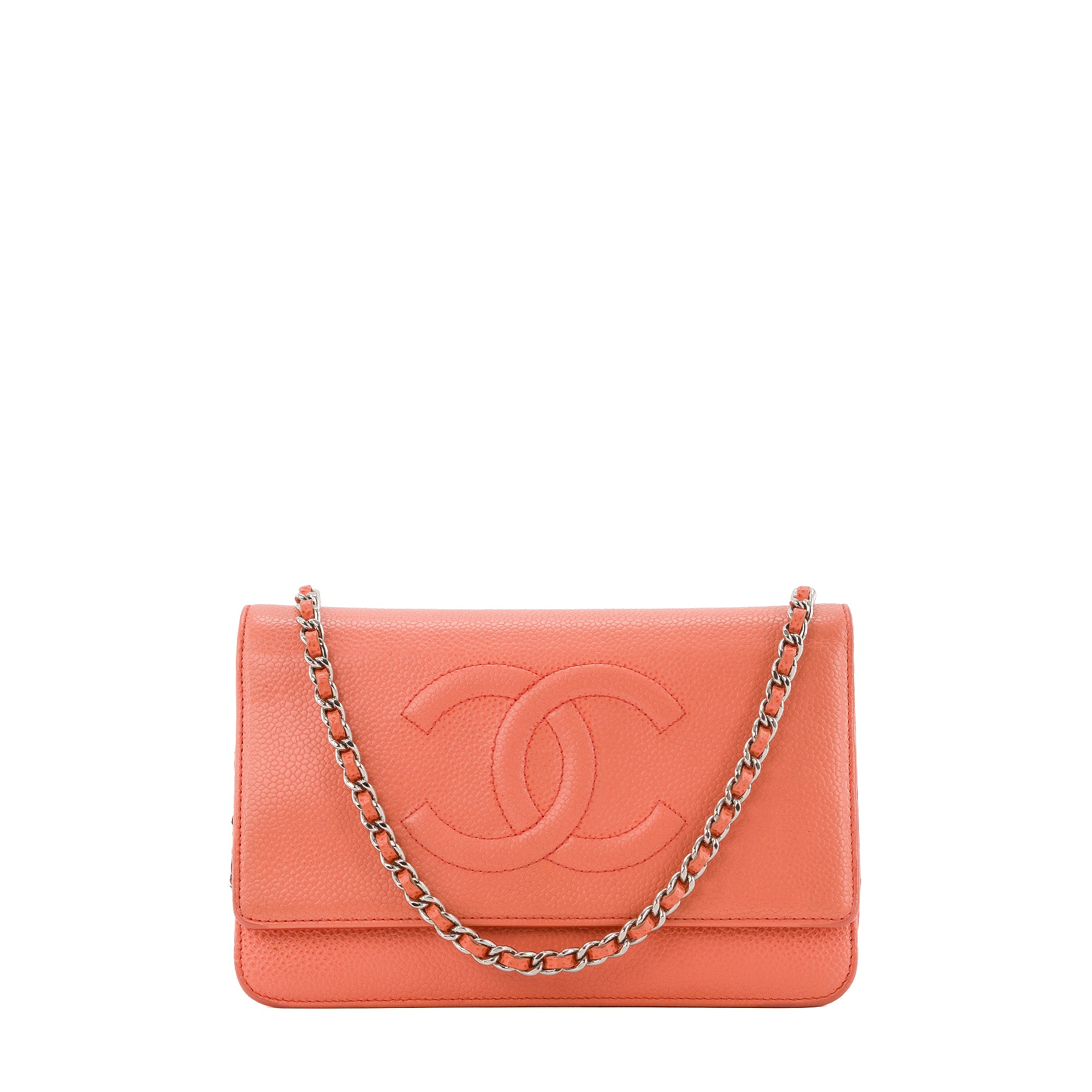 CHANEL - Sac à bandoulière Wallet on Chain Coco Mark Chanel en cuir caviar corail