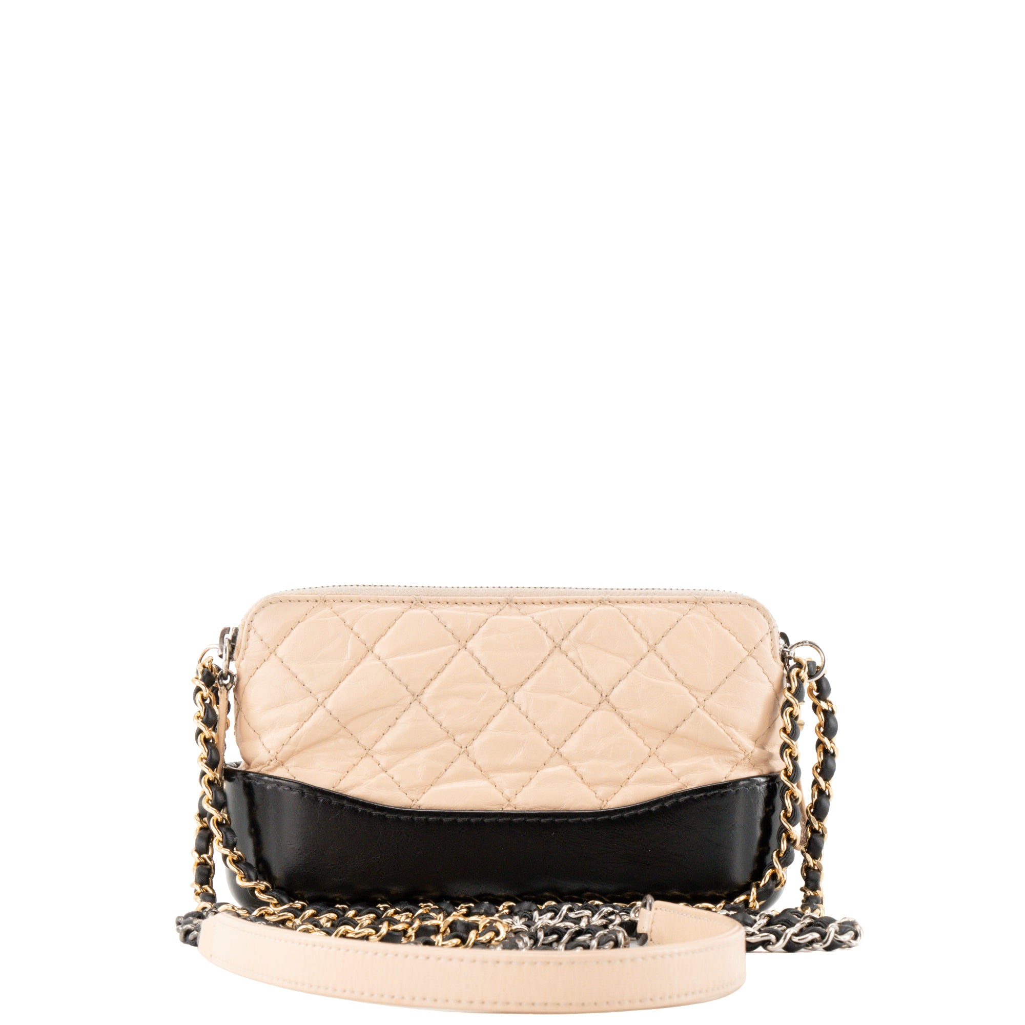 CHANEL - Sac à bandoulière Wallet on chain Gabrielle Chanel en cuir beige et noir