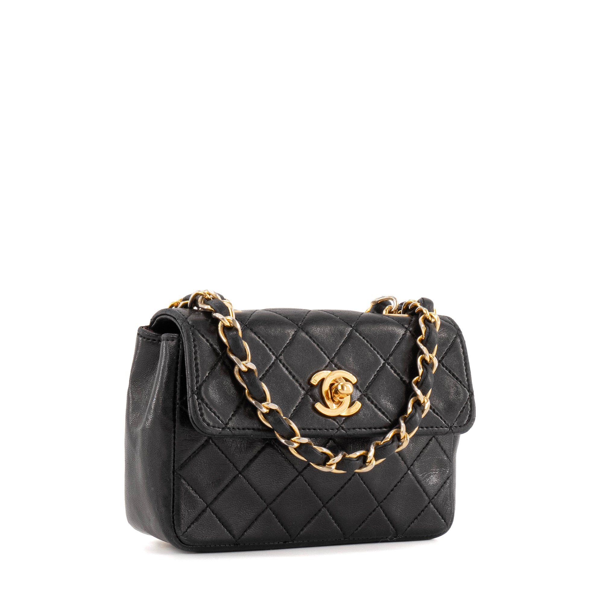 CHANEL - Sac à bandoulière Wallet On Chain mini Chanel en cuir noir vintage