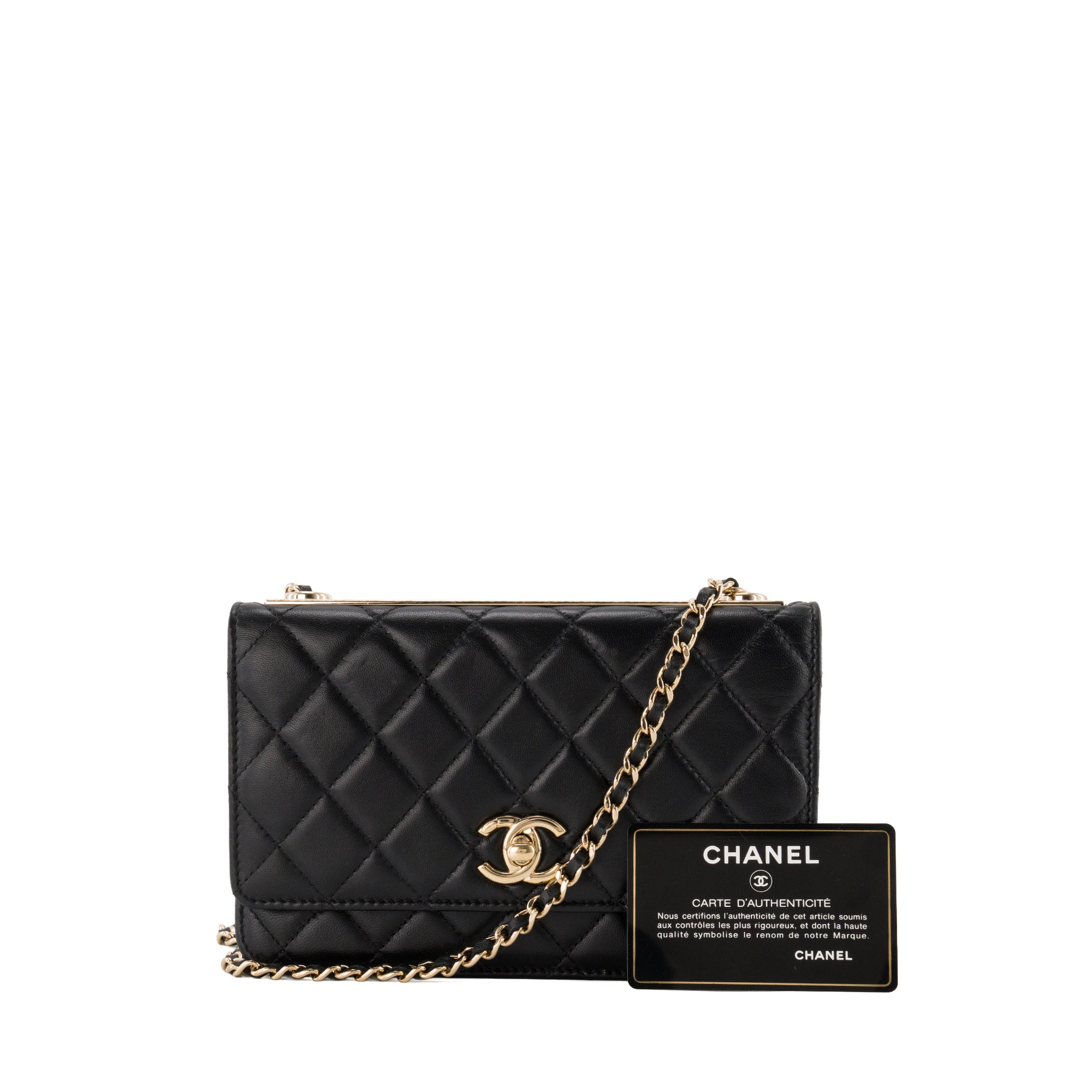 CHANEL - Sac à bandoulière Wallet On Chain Trendy CC Chanel en cuir lisse noir