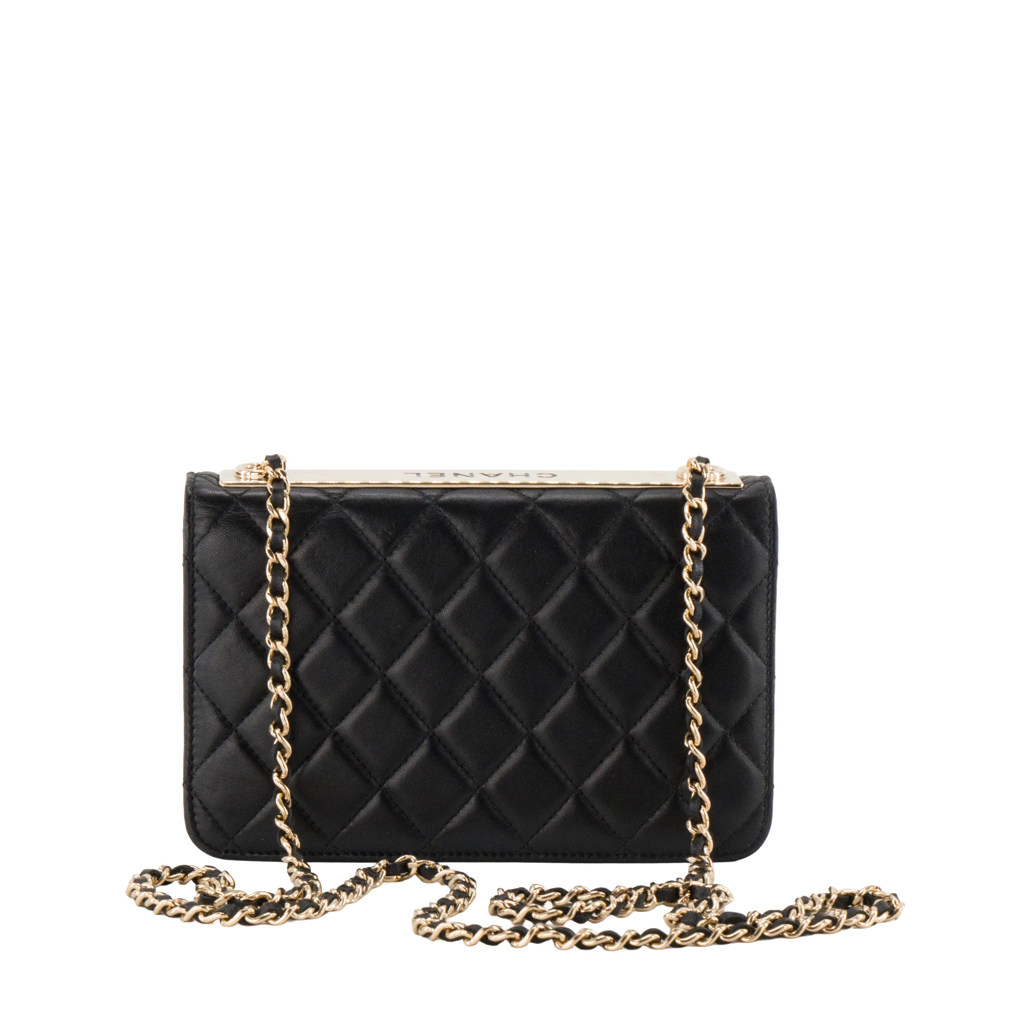 CHANEL - Sac à bandoulière Wallet On Chain Trendy CC Chanel en cuir lisse noir