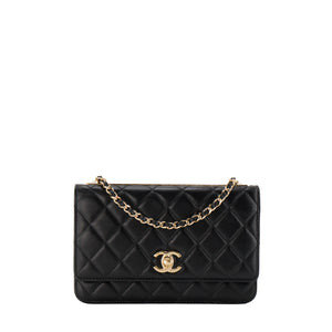 CHANEL - Sac à bandoulière Wallet On Chain Trendy CC Chanel en cuir lisse noir