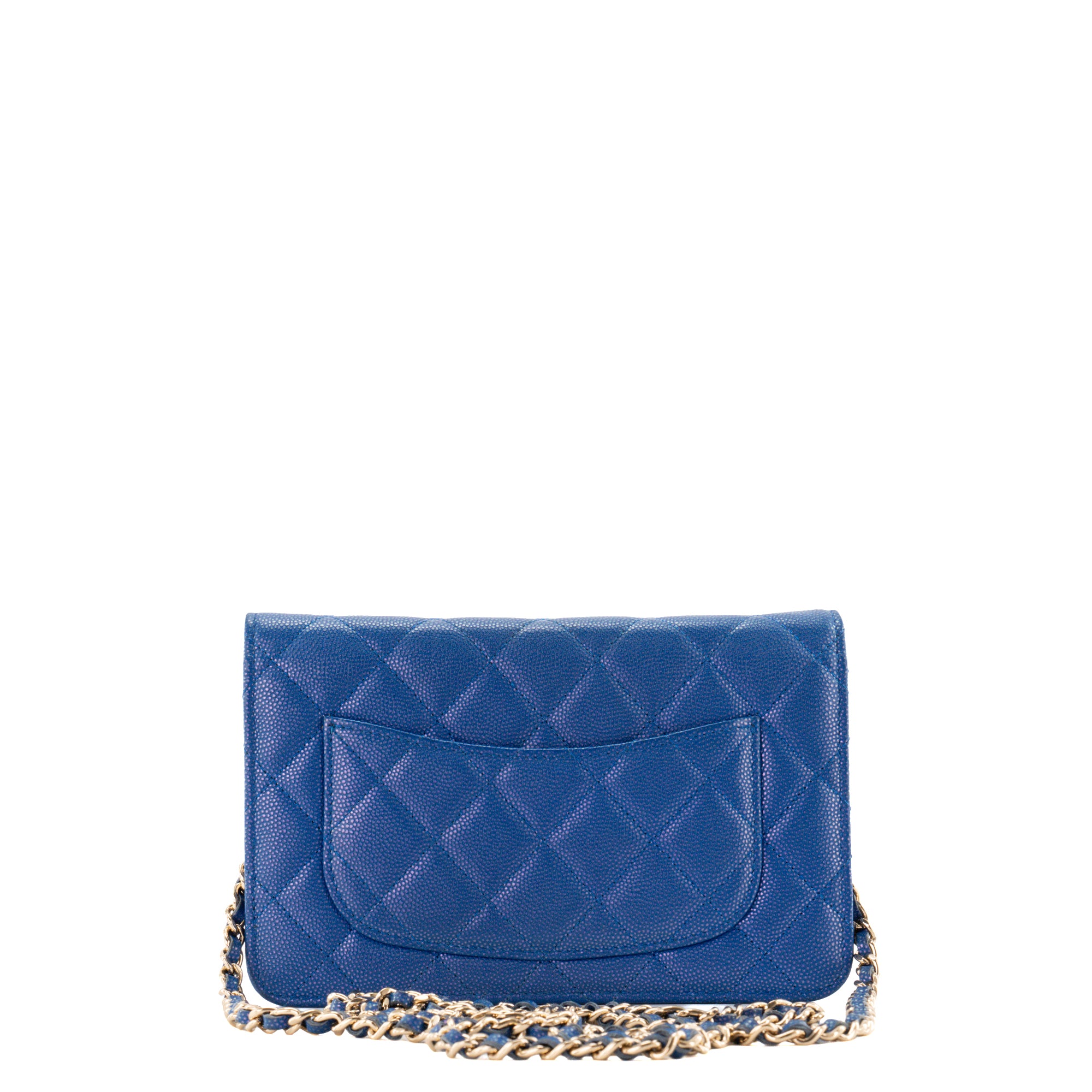 CHANEL - Sac à bandoulière Wallet On Chain Classique/Timeless Chanel en cuir caviar bleu irisé