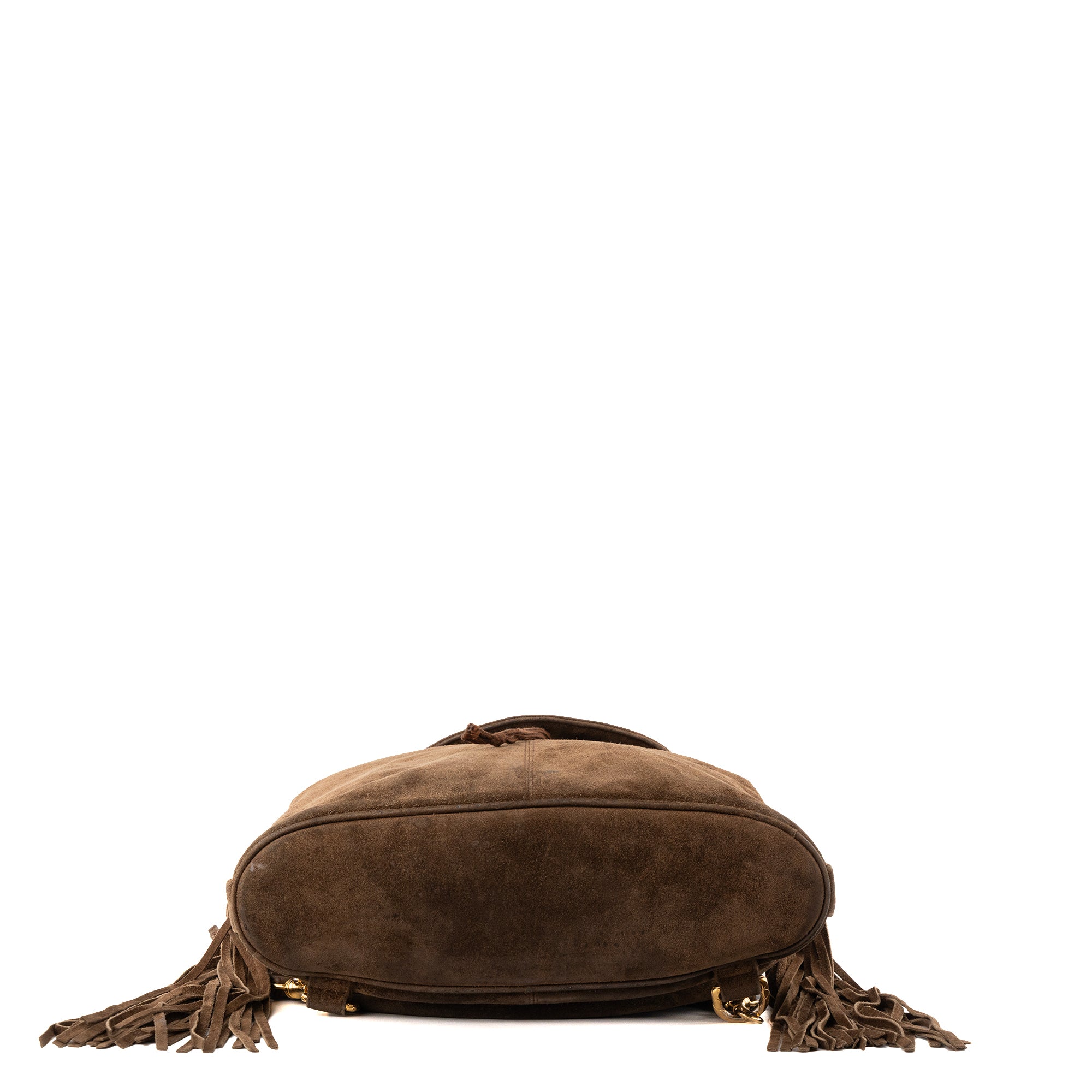 CHANEL - Sac à dos Logo CC Chanel en daim marron vintage