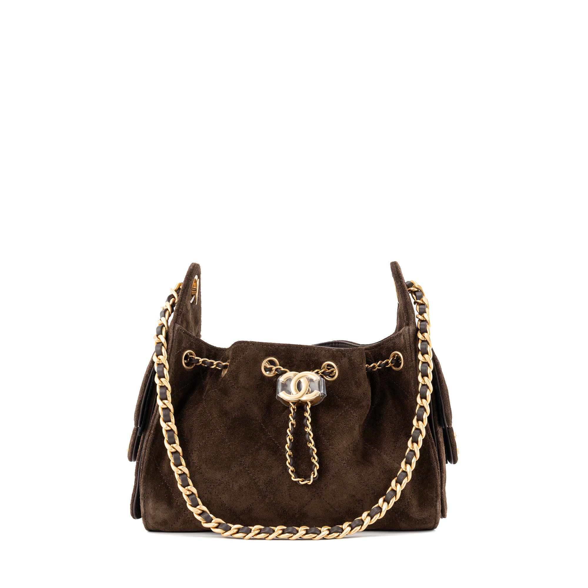 CHANEL - Sac à épaule 25 Chanel en daim marron