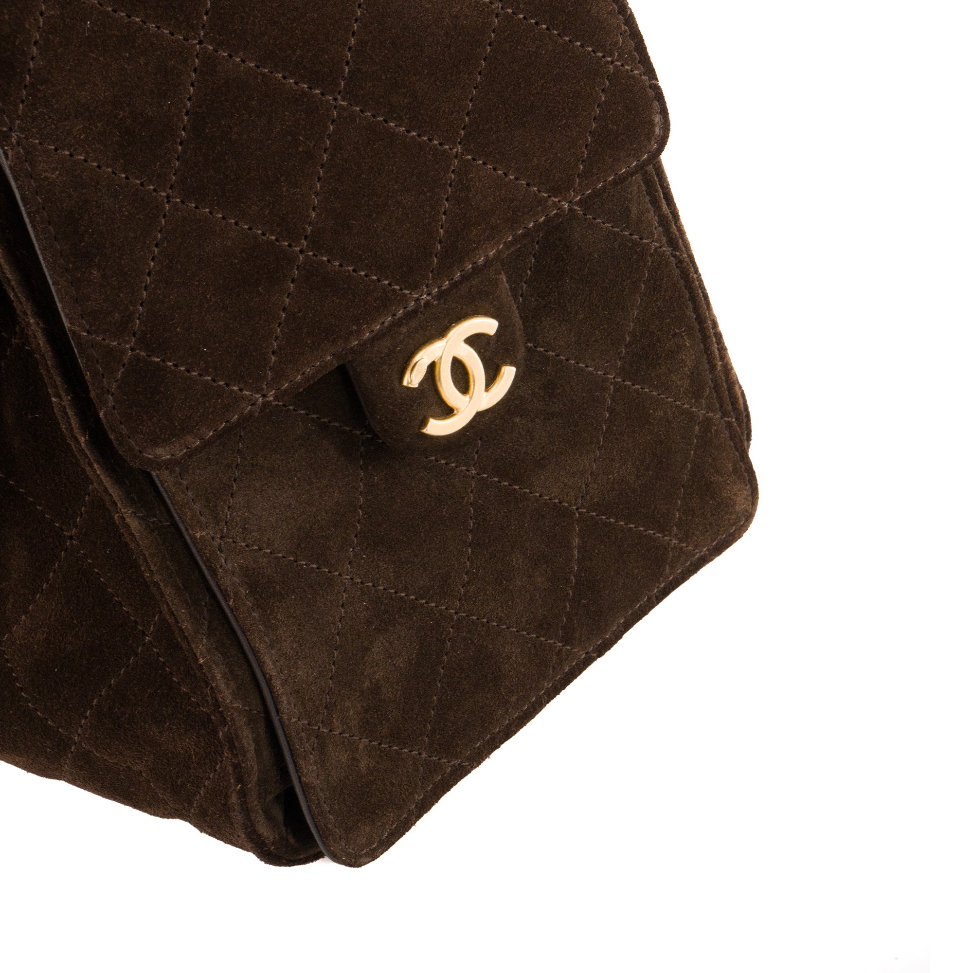 CHANEL - Sac à épaule Chanel 25 Large en daim marron