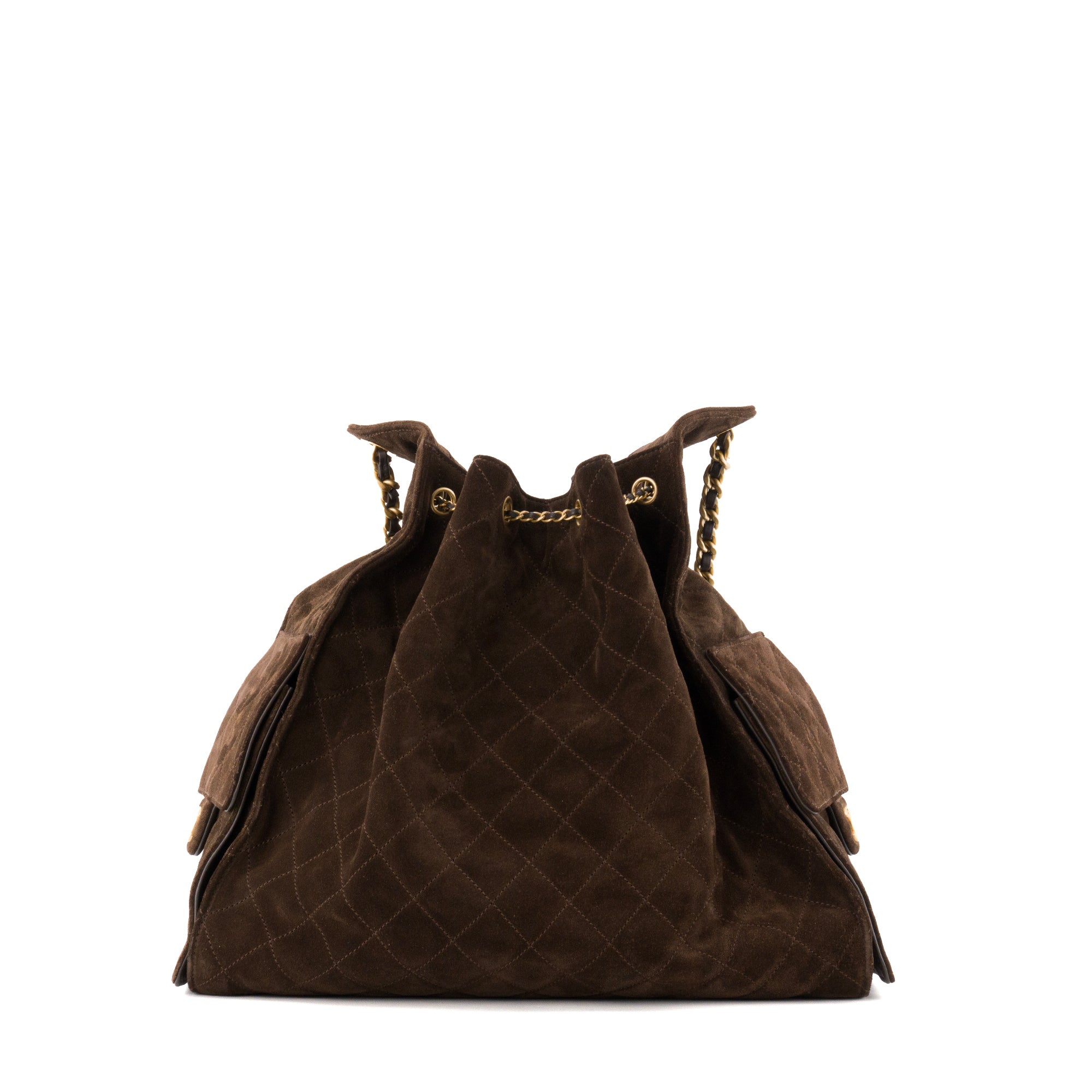 CHANEL - Sac à épaule Chanel 25 Large en daim marron