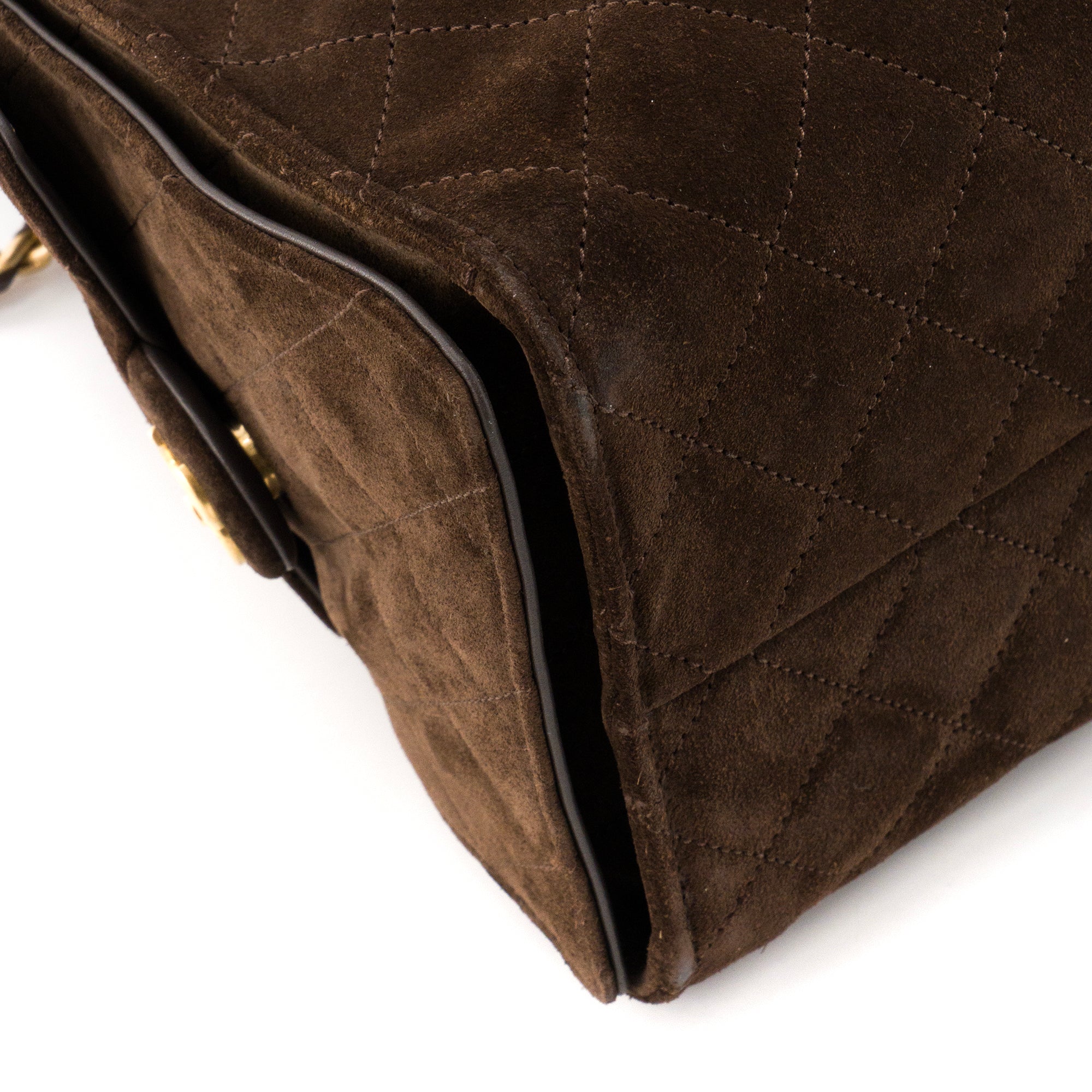 CHANEL - Sac à épaule Chanel 25 Large en daim marron