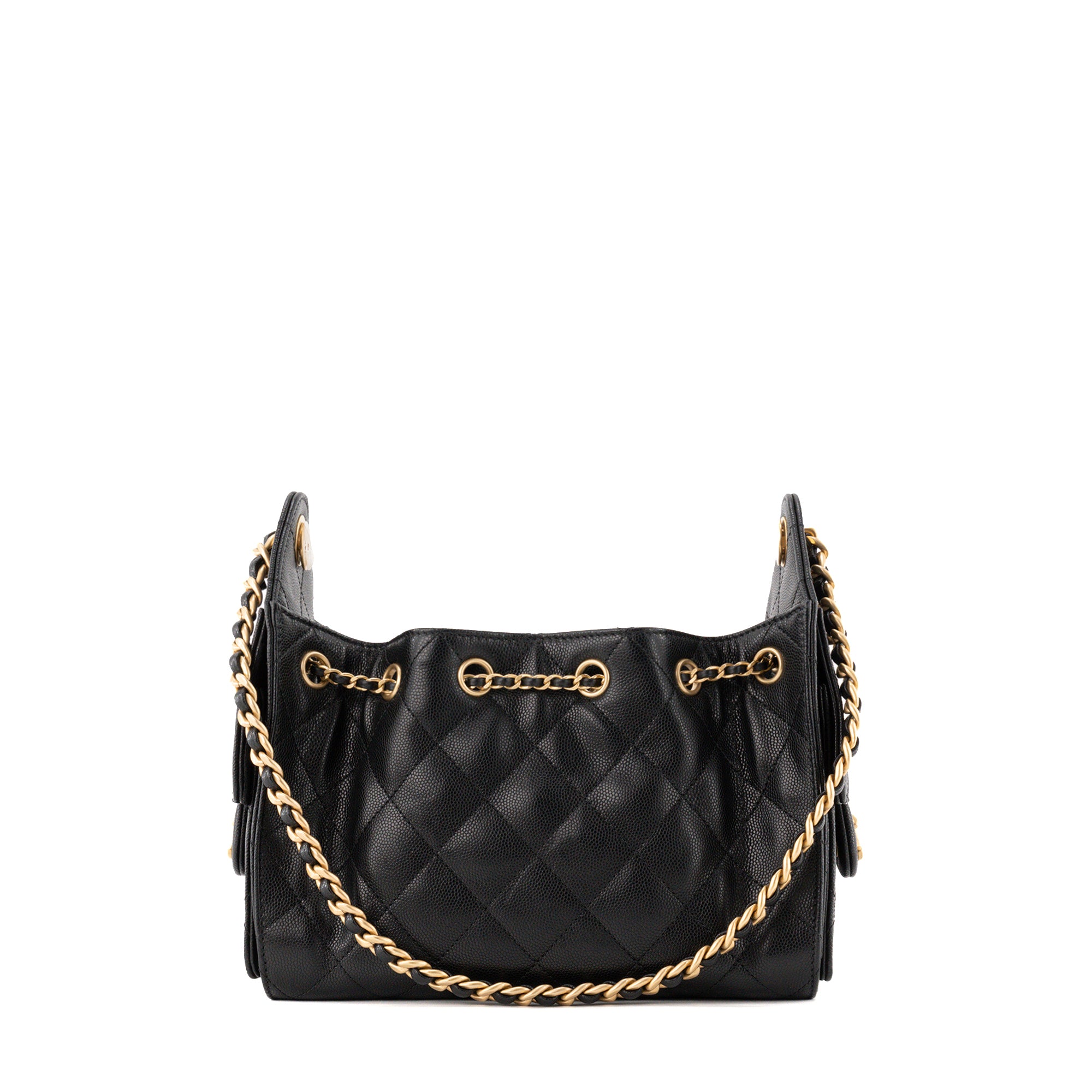 CHANEL - Sac à épaule 25 mini Chanel en cuir caviar noir