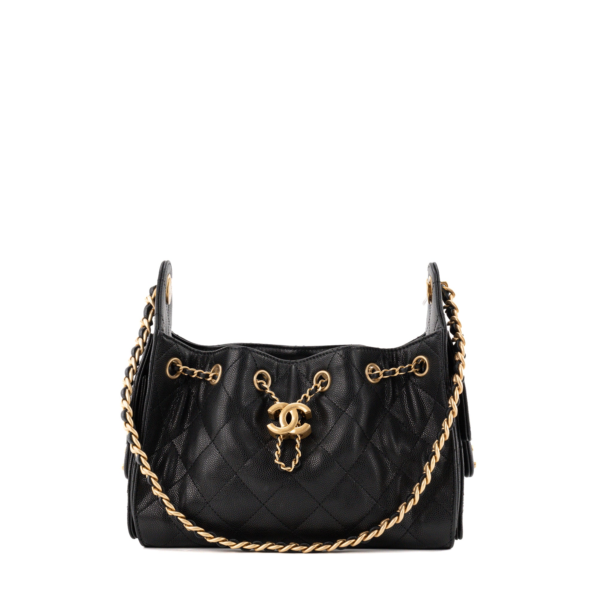 CHANEL - Sac à épaule 25 mini Chanel en cuir caviar noir