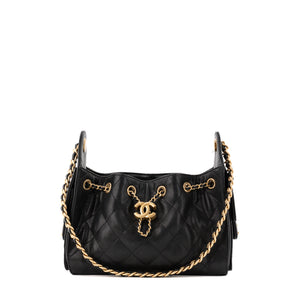 CHANEL - Sac à épaule 25 mini Chanel en cuir caviar noir