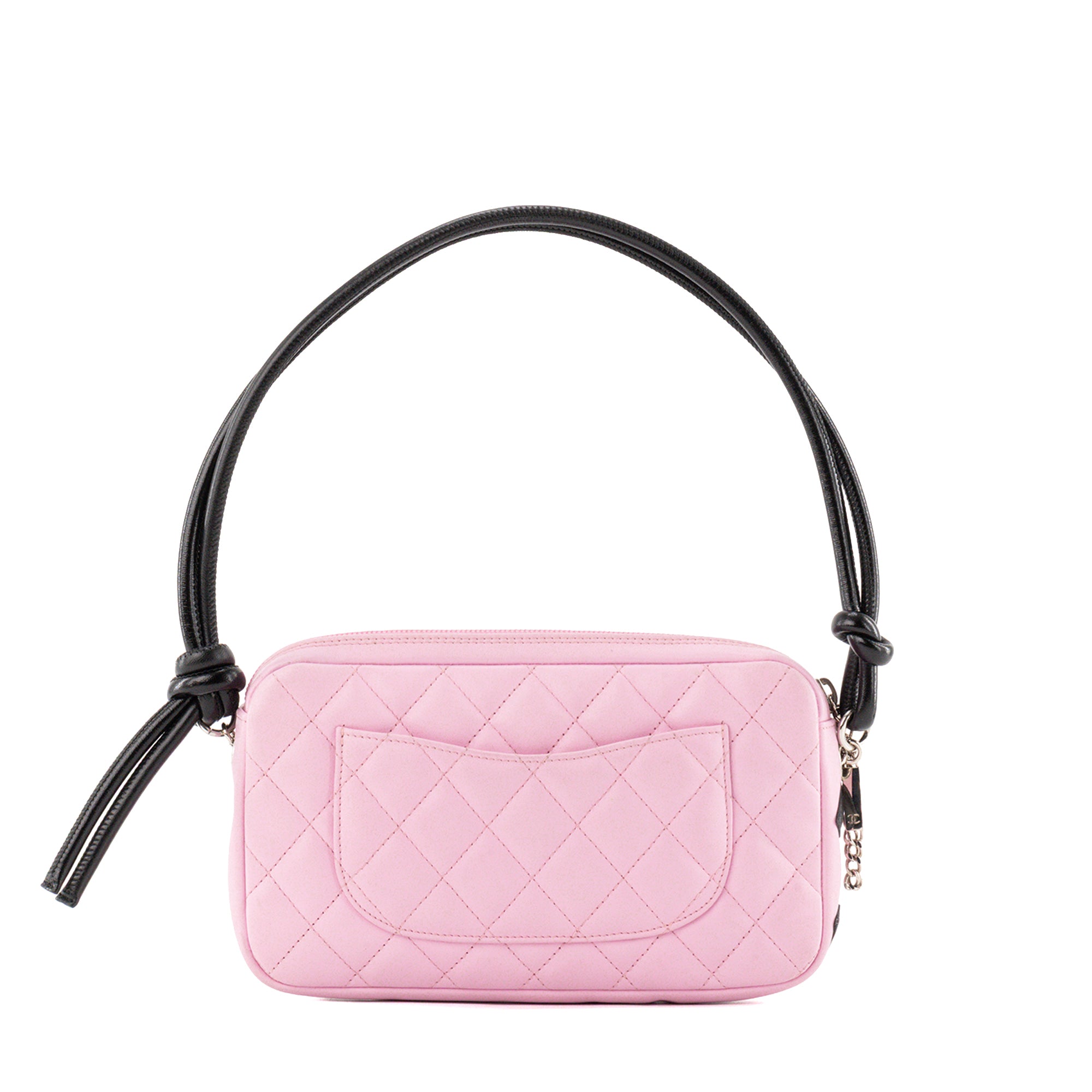 CHANEL - Pink and Black Smooth Leather Chanel Cambon Shoulder Bag