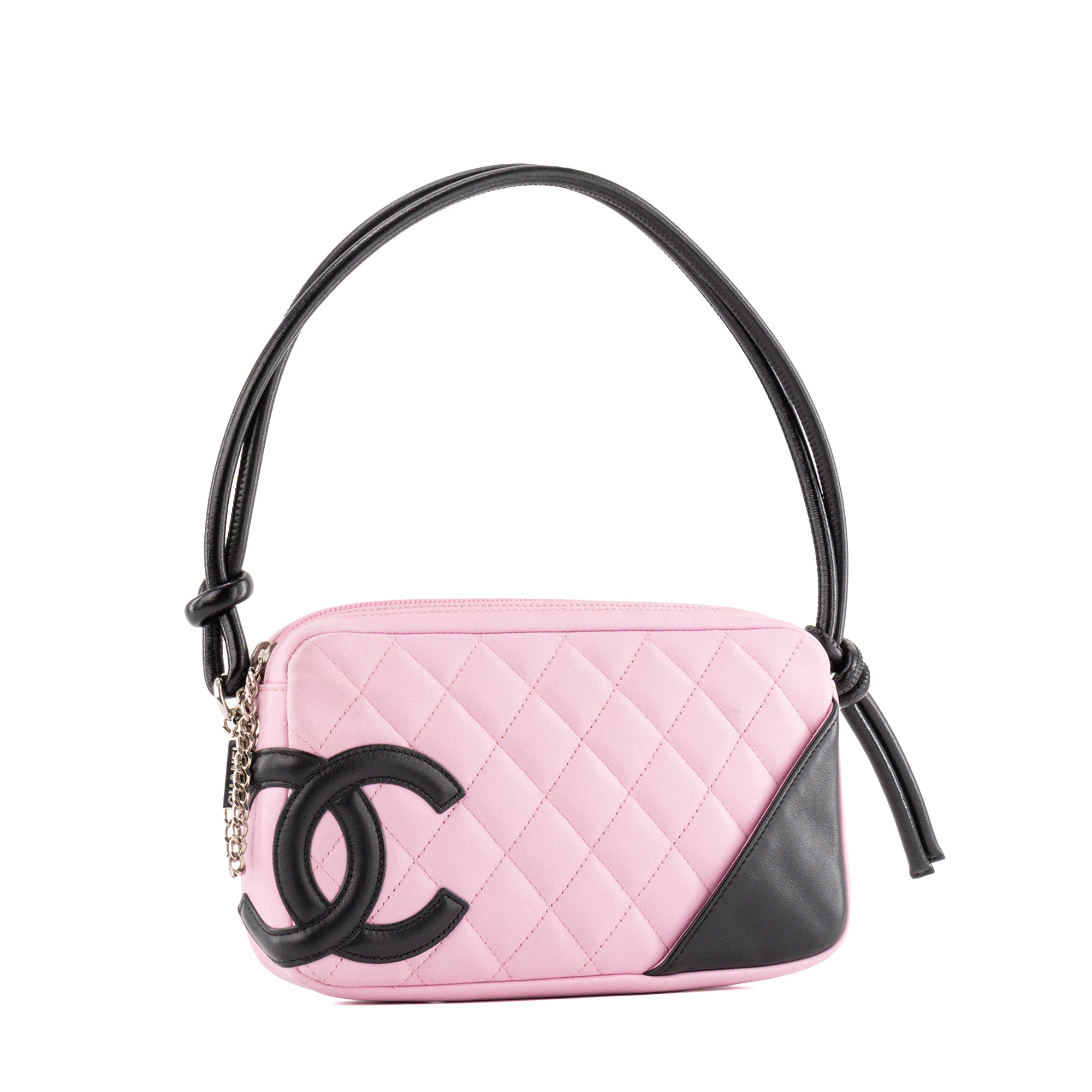 CHANEL - Pink and Black Smooth Leather Chanel Cambon Shoulder Bag