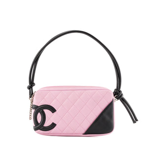CHANEL - Pink and Black Smooth Leather Chanel Cambon Shoulder Bag