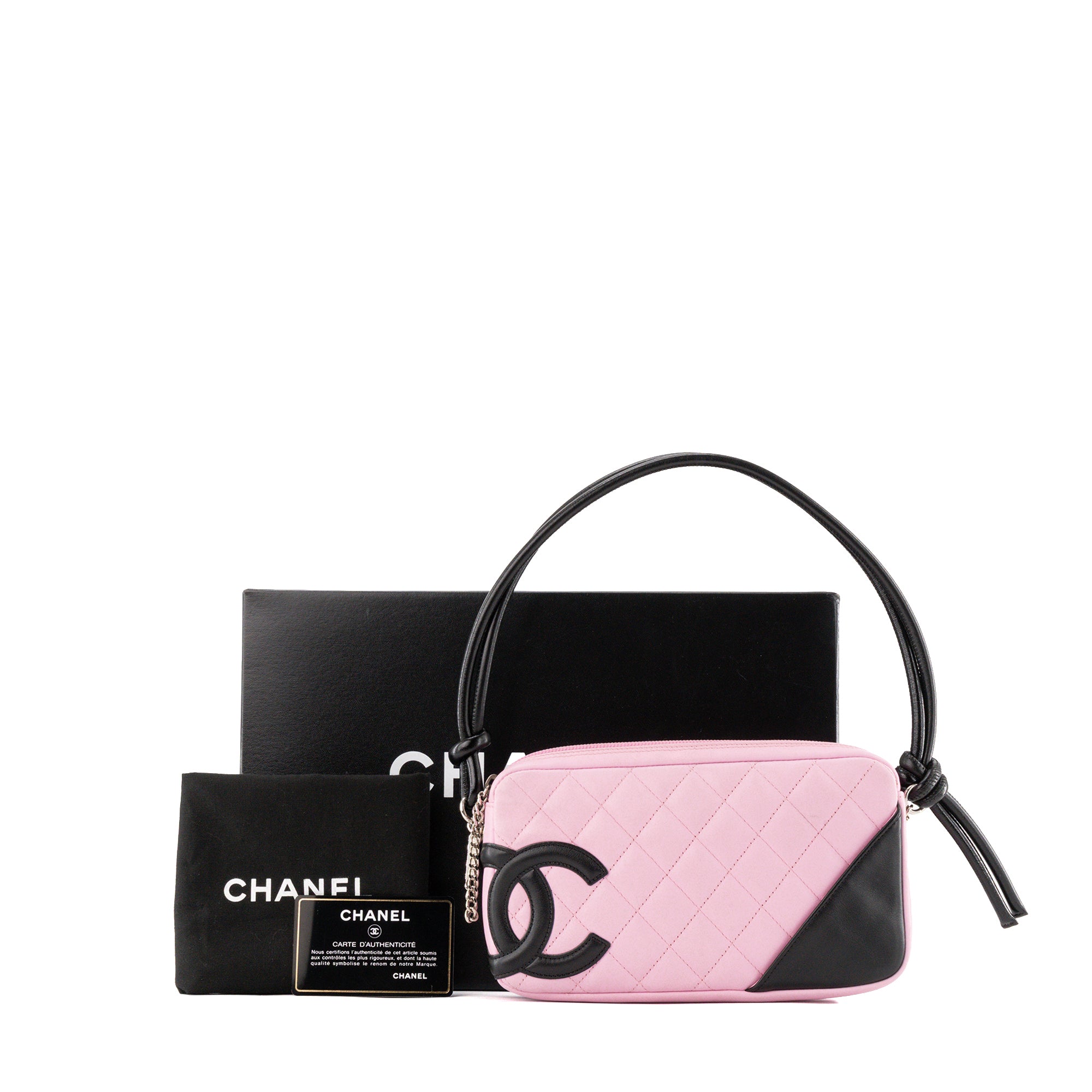 CHANEL - Pink and Black Smooth Leather Chanel Cambon Shoulder Bag
