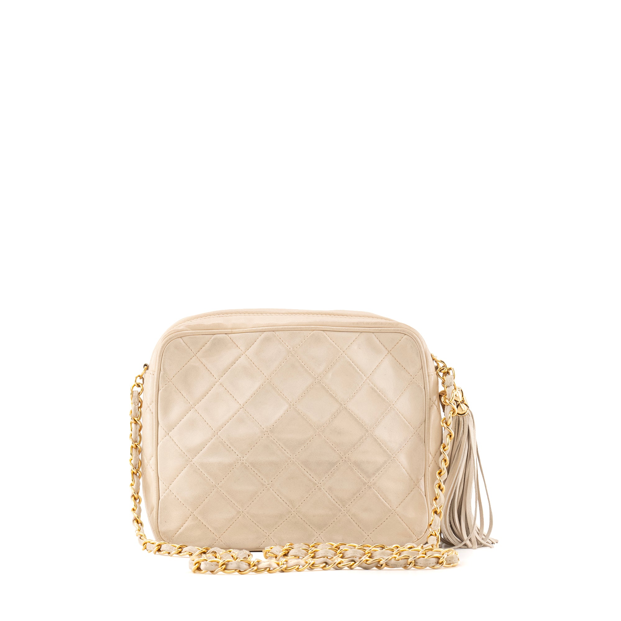 CHANEL - Sac à épaule Camera Chanel en cuir beige vintage