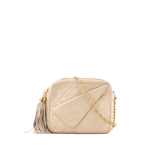 CHANEL - Sac à épaule Camera Chanel en cuir beige vintage
