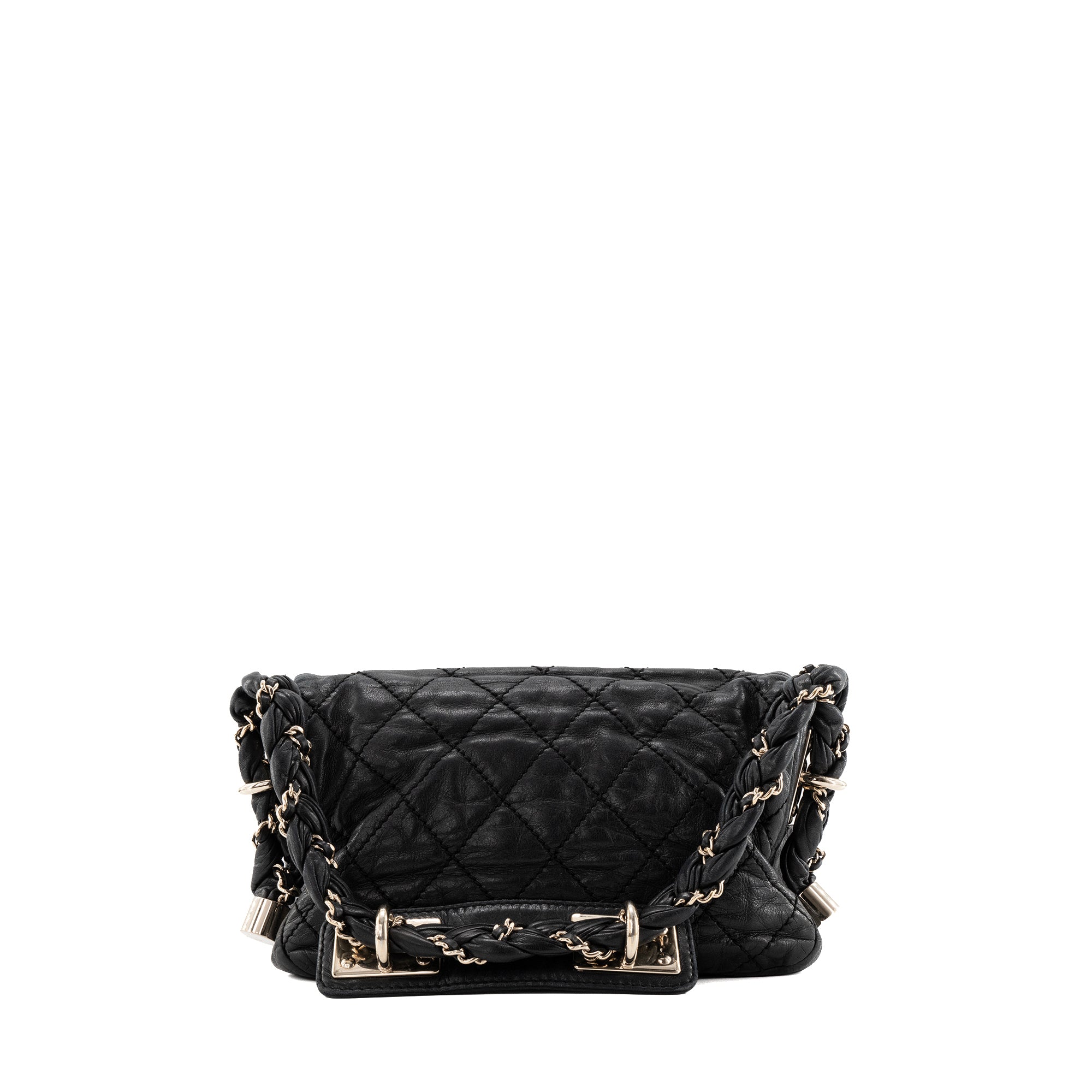 CHANEL - Sac à épaule CC Chanel en cuir lisse noir vintage