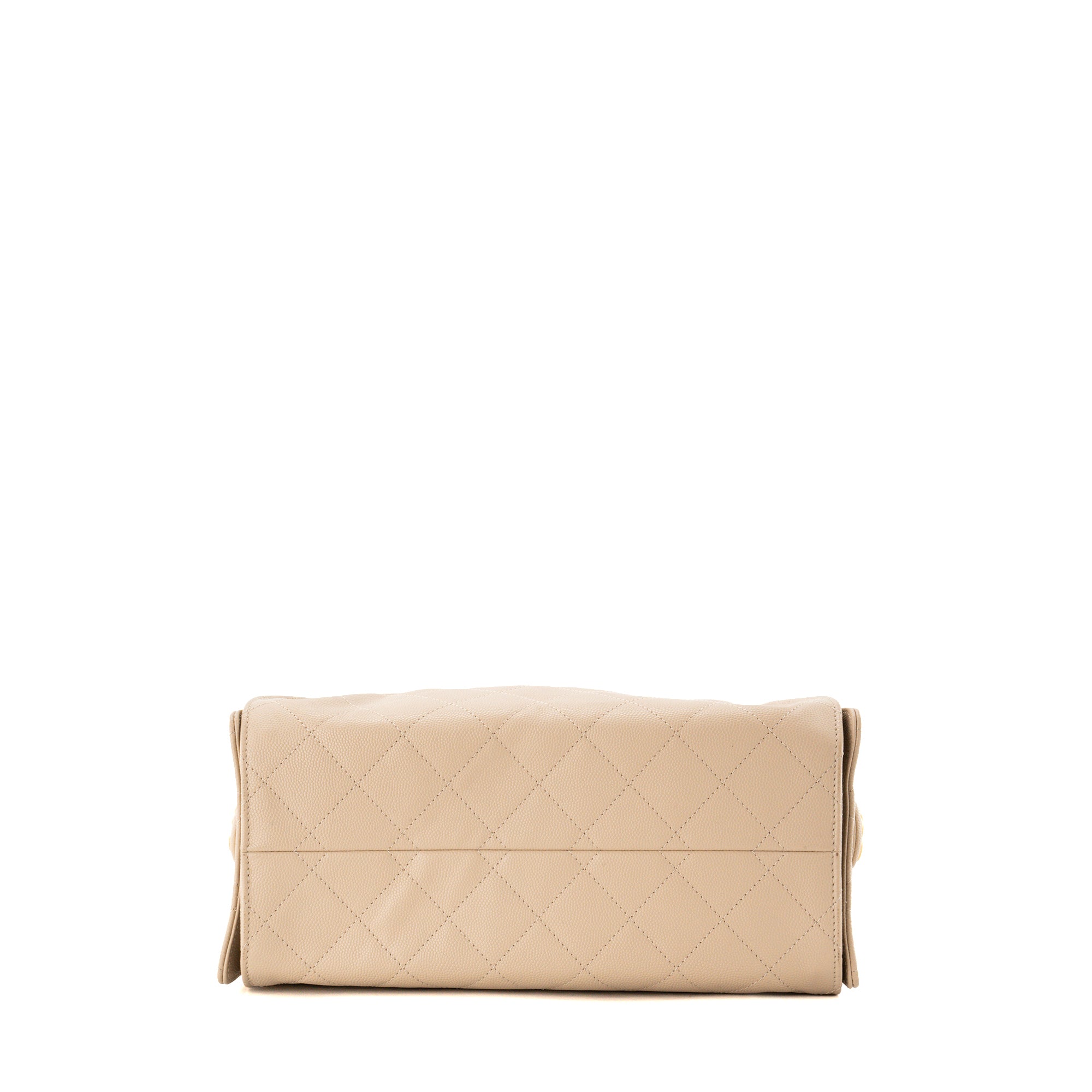 CHANEL - Sac à épaule Chanel 25 small en cuir caviar beige