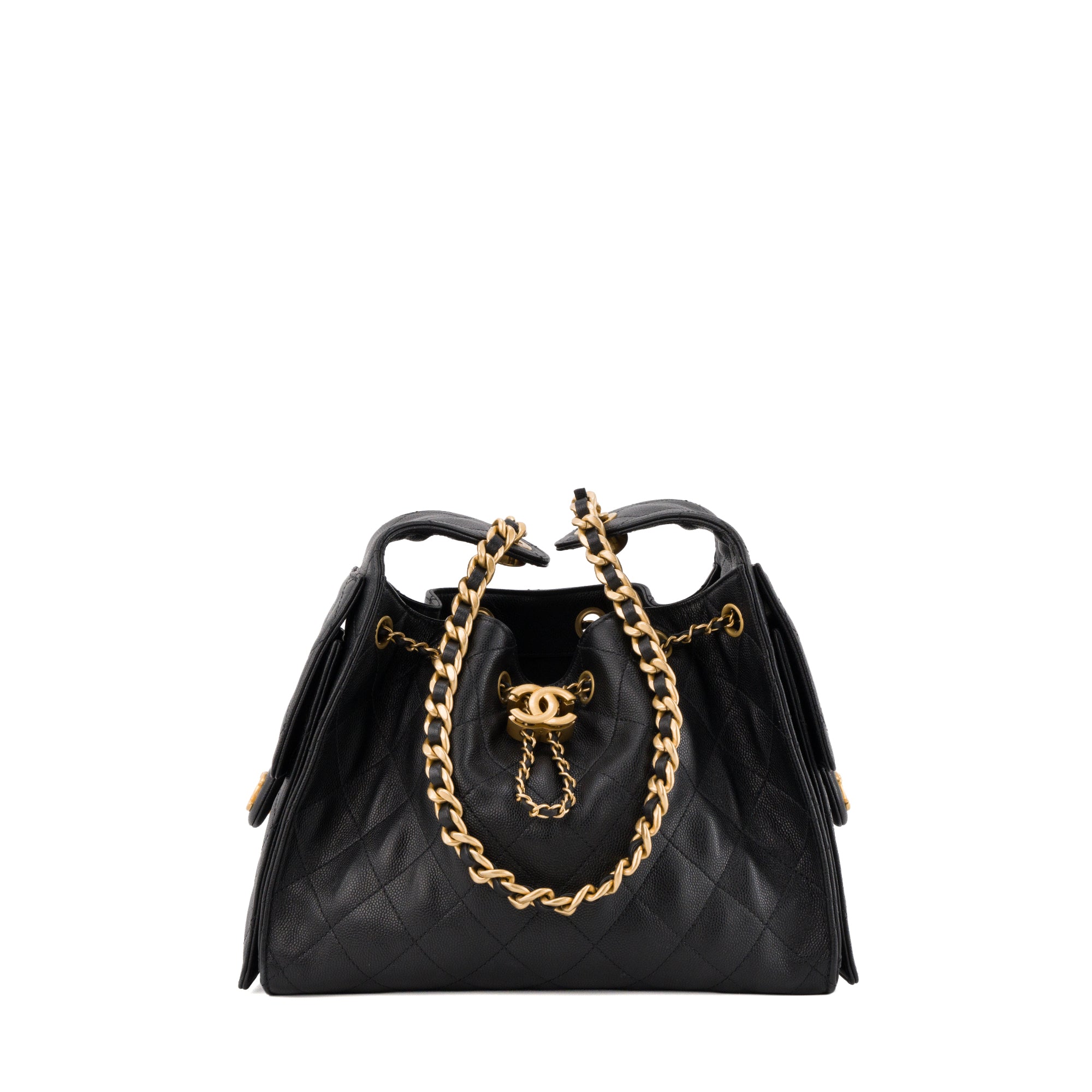 CHANEL - Sac à épaule Chanel 25 small en cuir caviar noir
