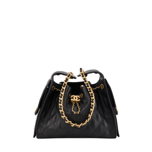 CHANEL - Sac à épaule Chanel 25 small en cuir caviar noir