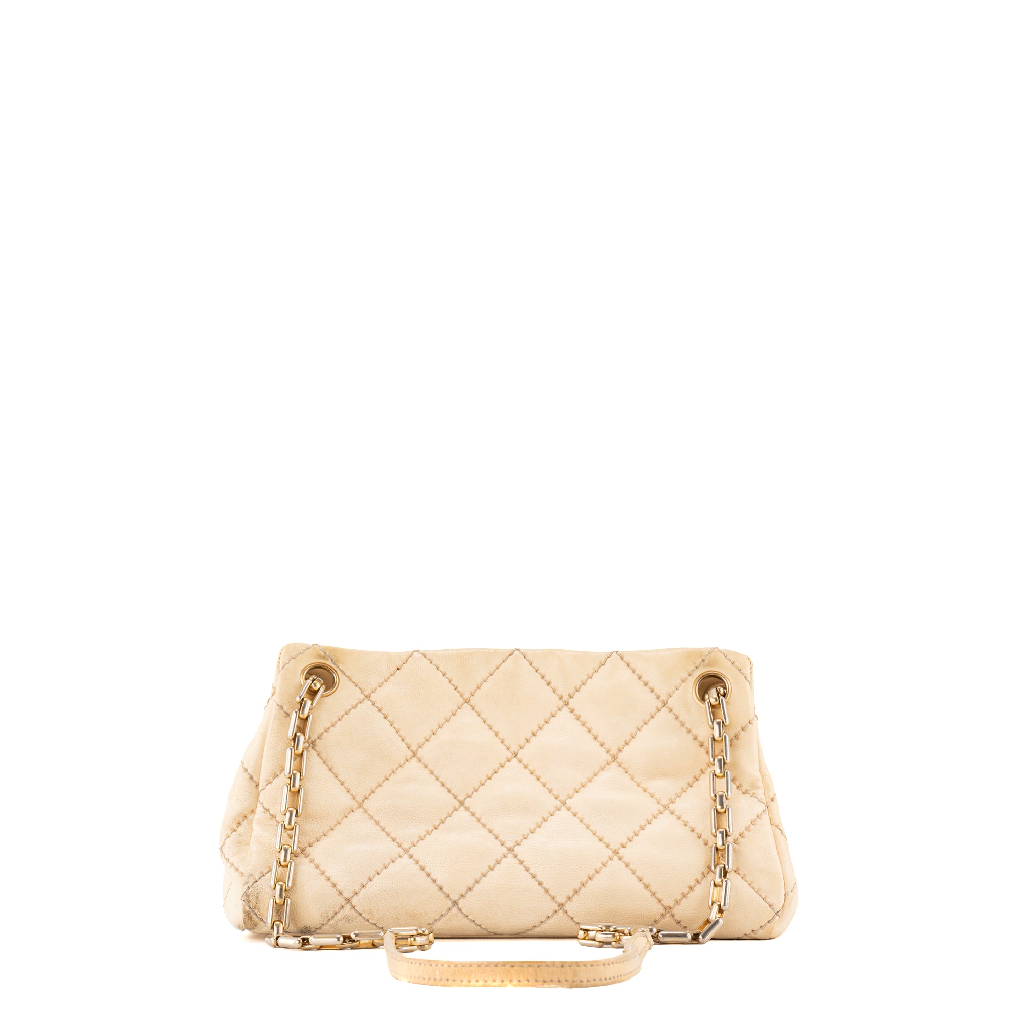 CHANEL - Sac à épaule Chanel en cuir beige vintage