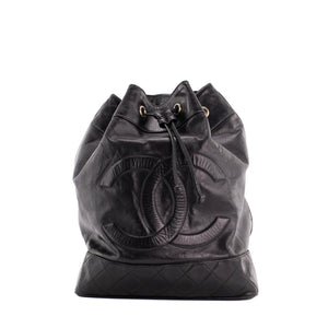 CHANEL - Sac à épaule Chanel en cuir d'agneau noir vintage