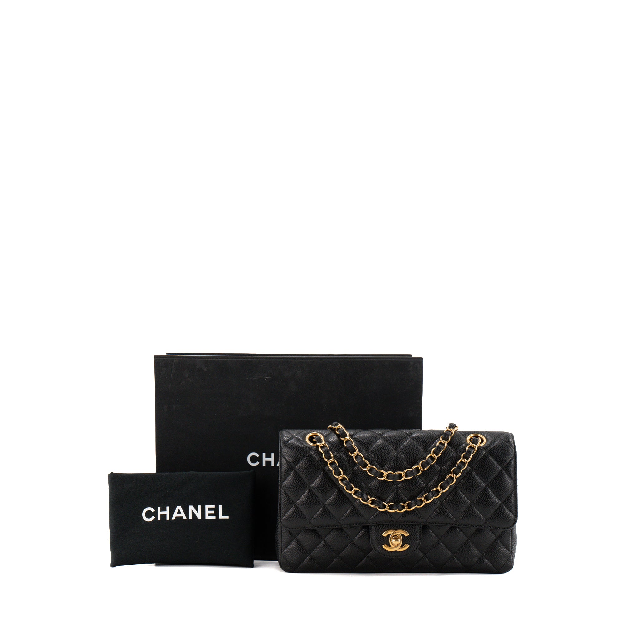 CHANEL - Sac à épaule Classique/Timeless 11.12 Chanel en cuir caviar noir