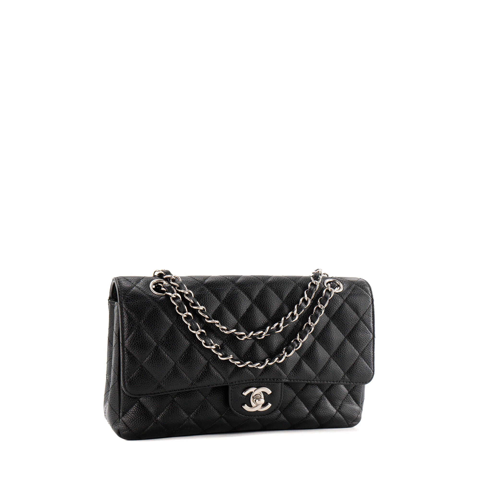 CHANEL - Sac à épaule Classique/Timeless 11.12 Chanel en cuir caviar noir
