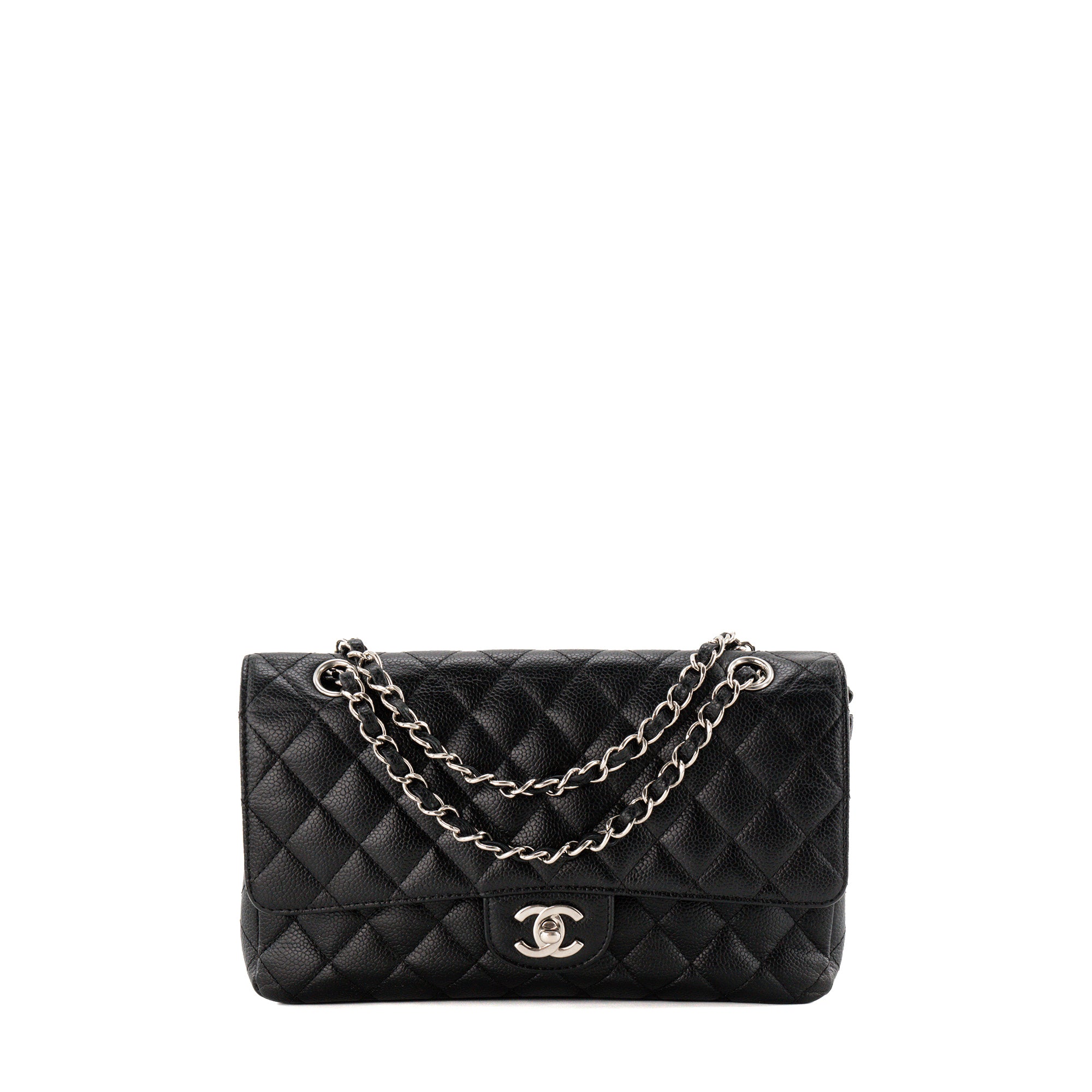 CHANEL - Sac à épaule Classique/Timeless 11.12 Chanel en cuir caviar noir