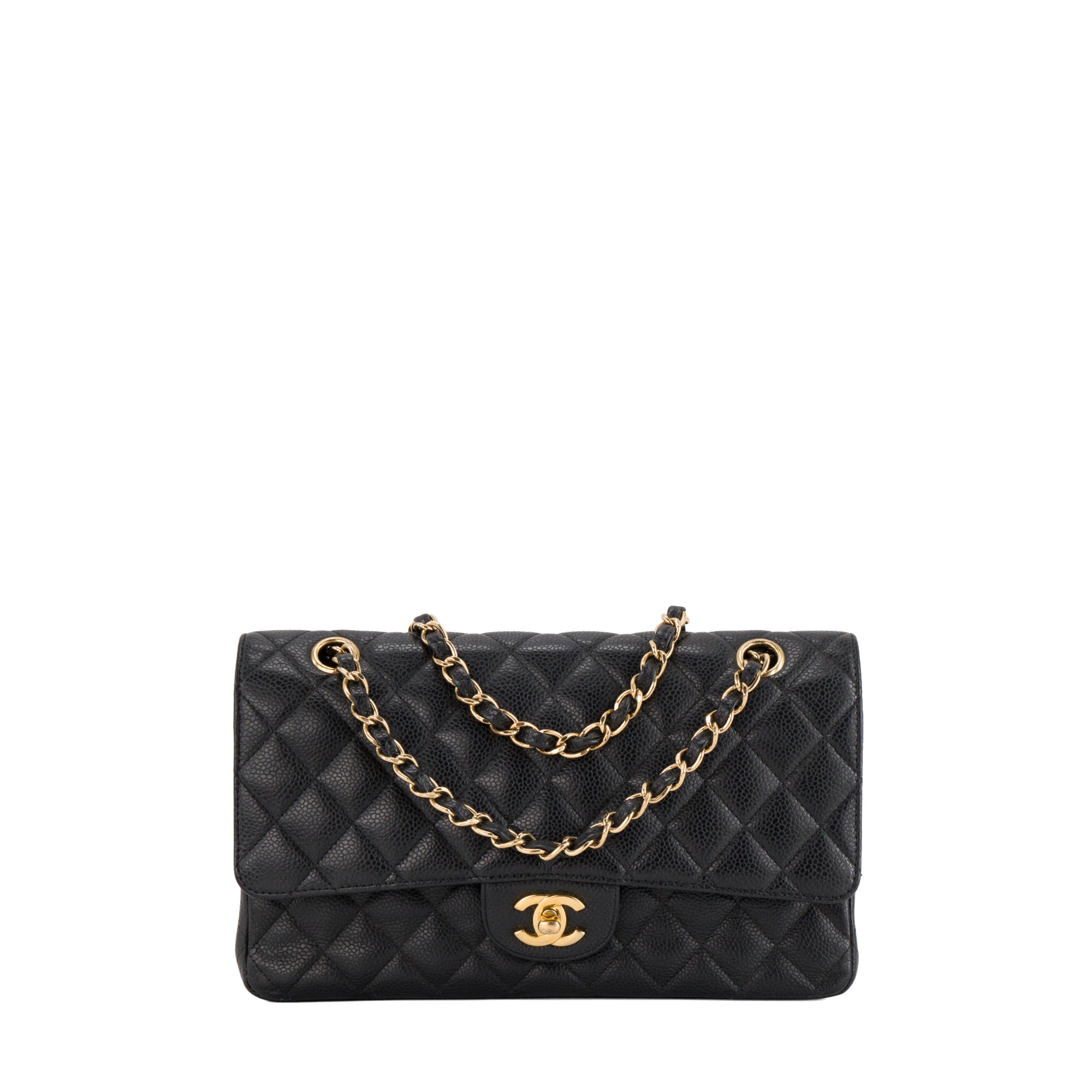 CHANEL - Sac à épaule Classique/Timeless 11.12 Chanel en cuir caviar noir