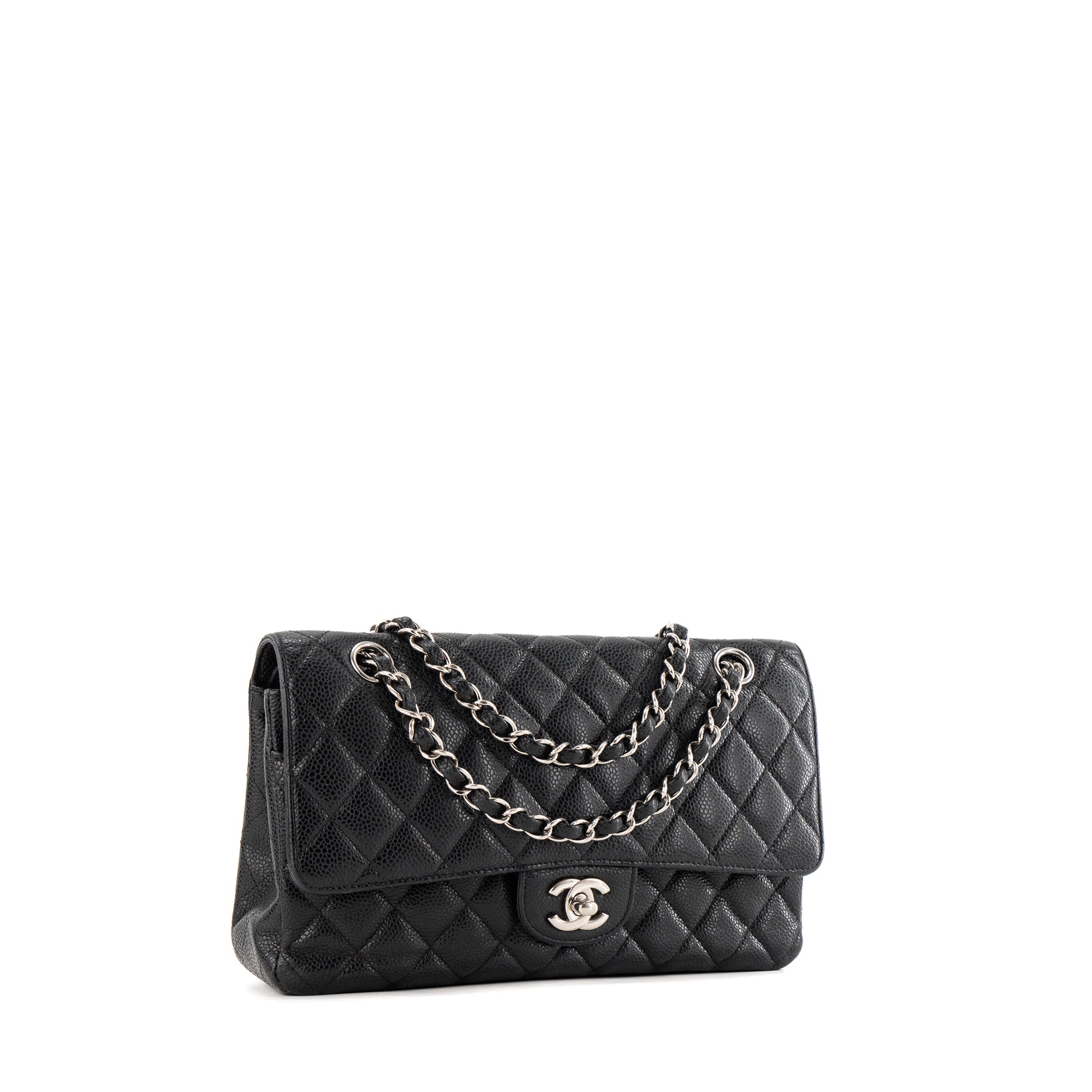 CHANEL - Sac à épaule Classique/Timeless 11.12 Chanel en cuir caviar noir