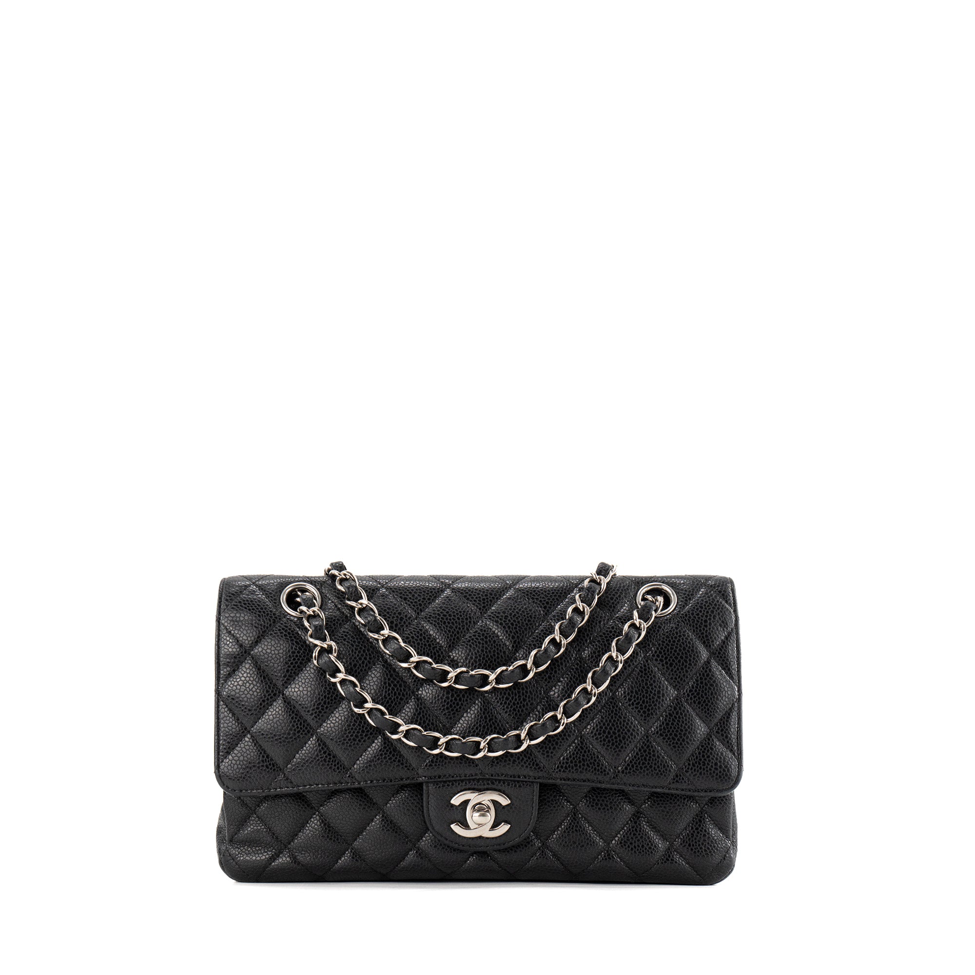 CHANEL - Sac à épaule Classique/Timeless 11.12 Chanel en cuir caviar noir