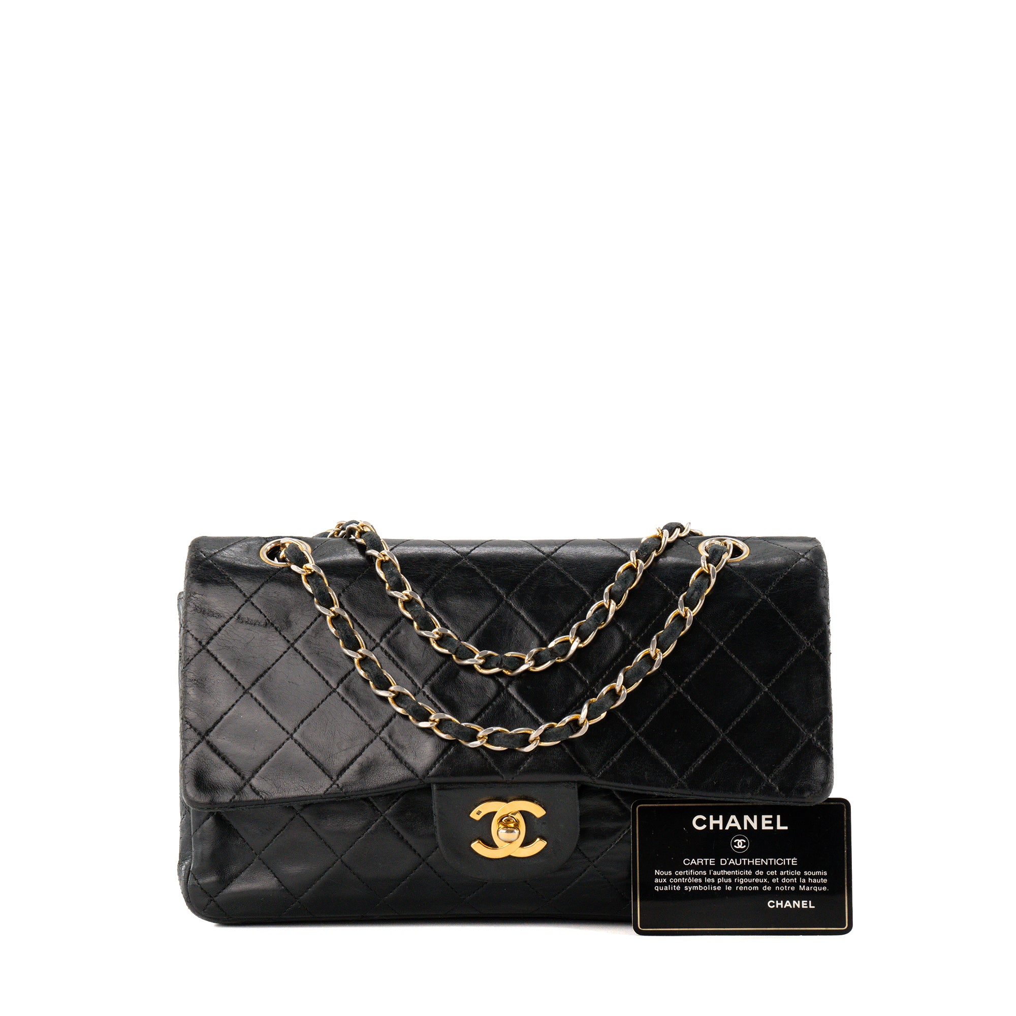 CHANEL - Sac à épaule Classique/Timeless 11.12 Chanel en cuir lisse noir vintage