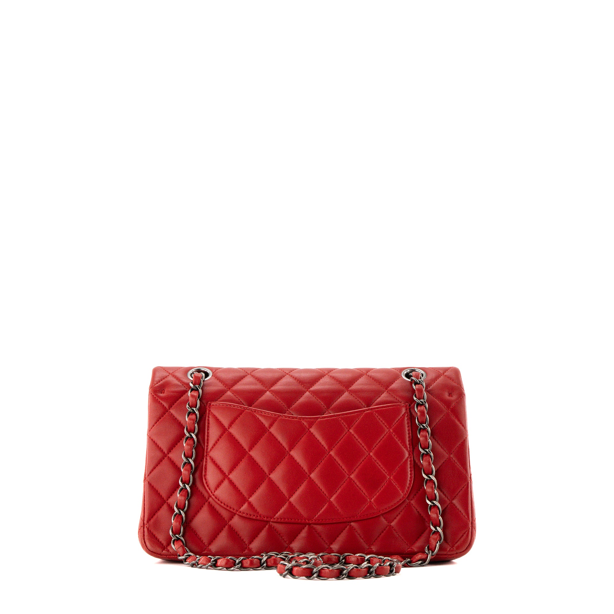 CHANEL - Sac à épaule Classique/Timeless 11.12 Chanel en cuir lisse rouge