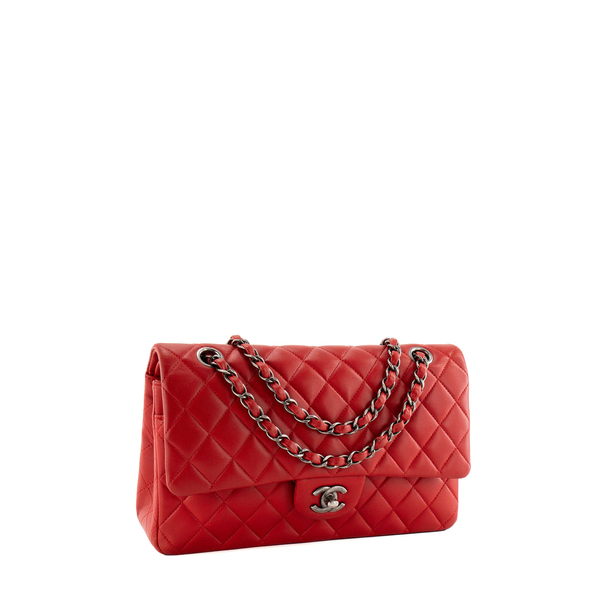 CHANEL - Sac à épaule Classique/Timeless 11.12 Chanel en cuir lisse rouge
