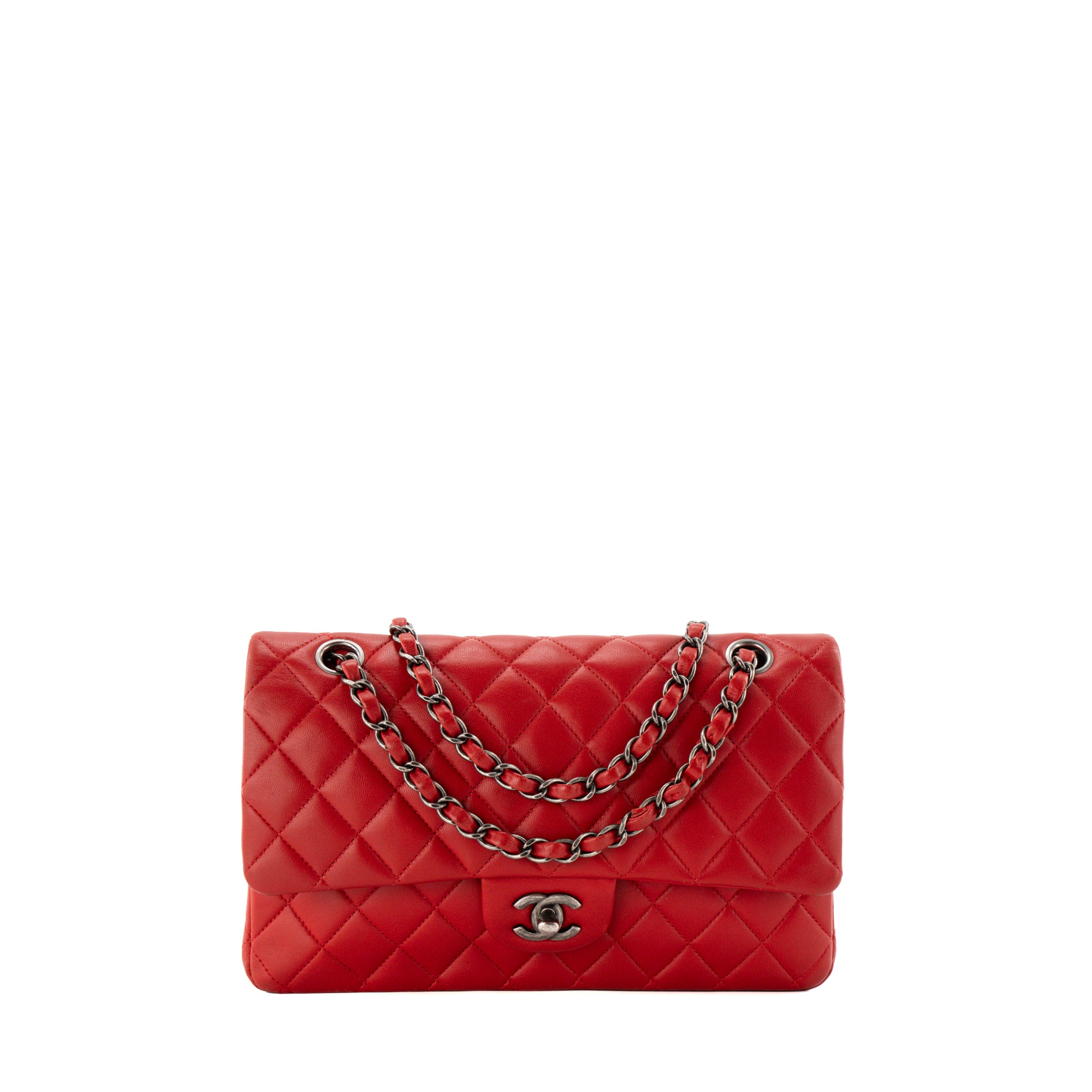 CHANEL - Sac à épaule Classique/Timeless 11.12 Chanel en cuir lisse rouge