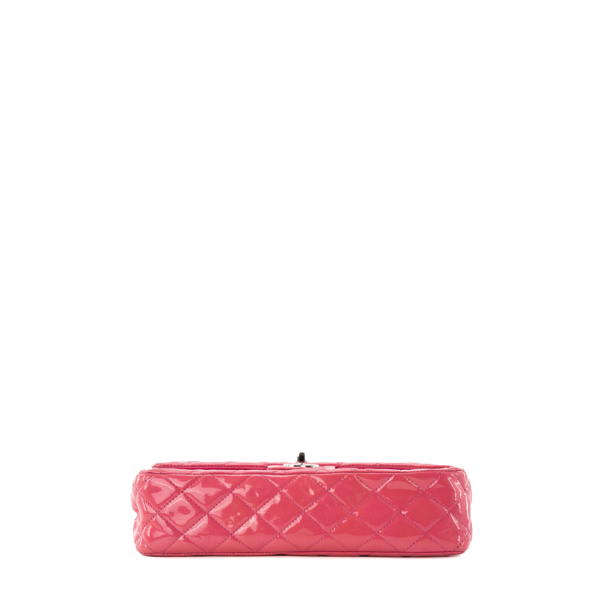 CHANEL - Sac à épaule Classique/Timeless 11.12 Chanel en cuir verni rose irisé
