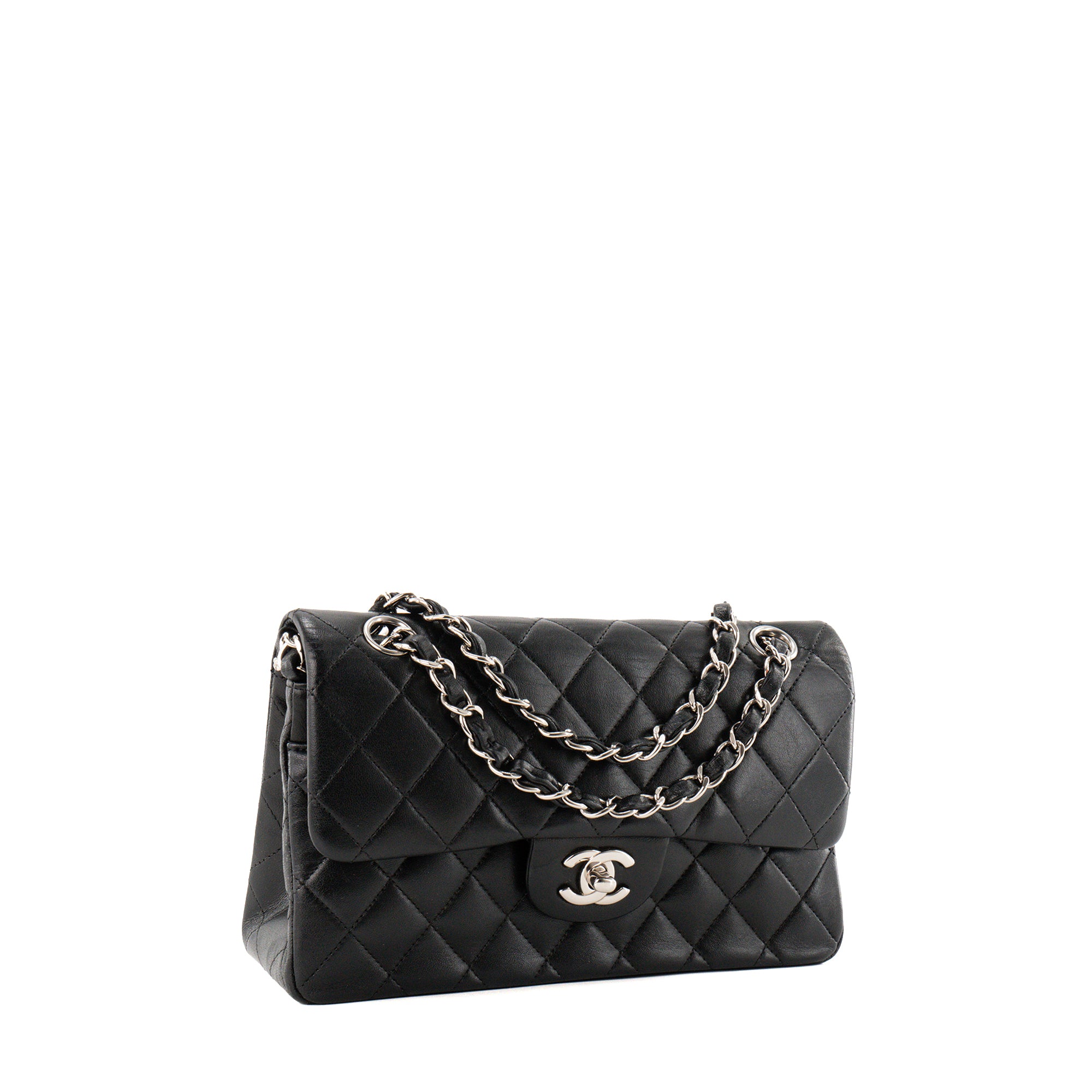 CHANEL - Sac à épaule Classique/Timeless 11.13 Small Chanel en cuir lisse noir