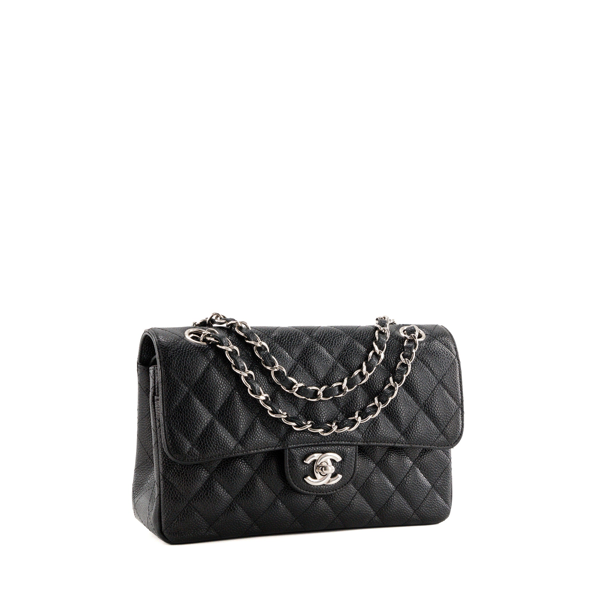CHANEL - Sac à épaule Classique/Timeless 11.13 small Chanel en cuir caviar noir