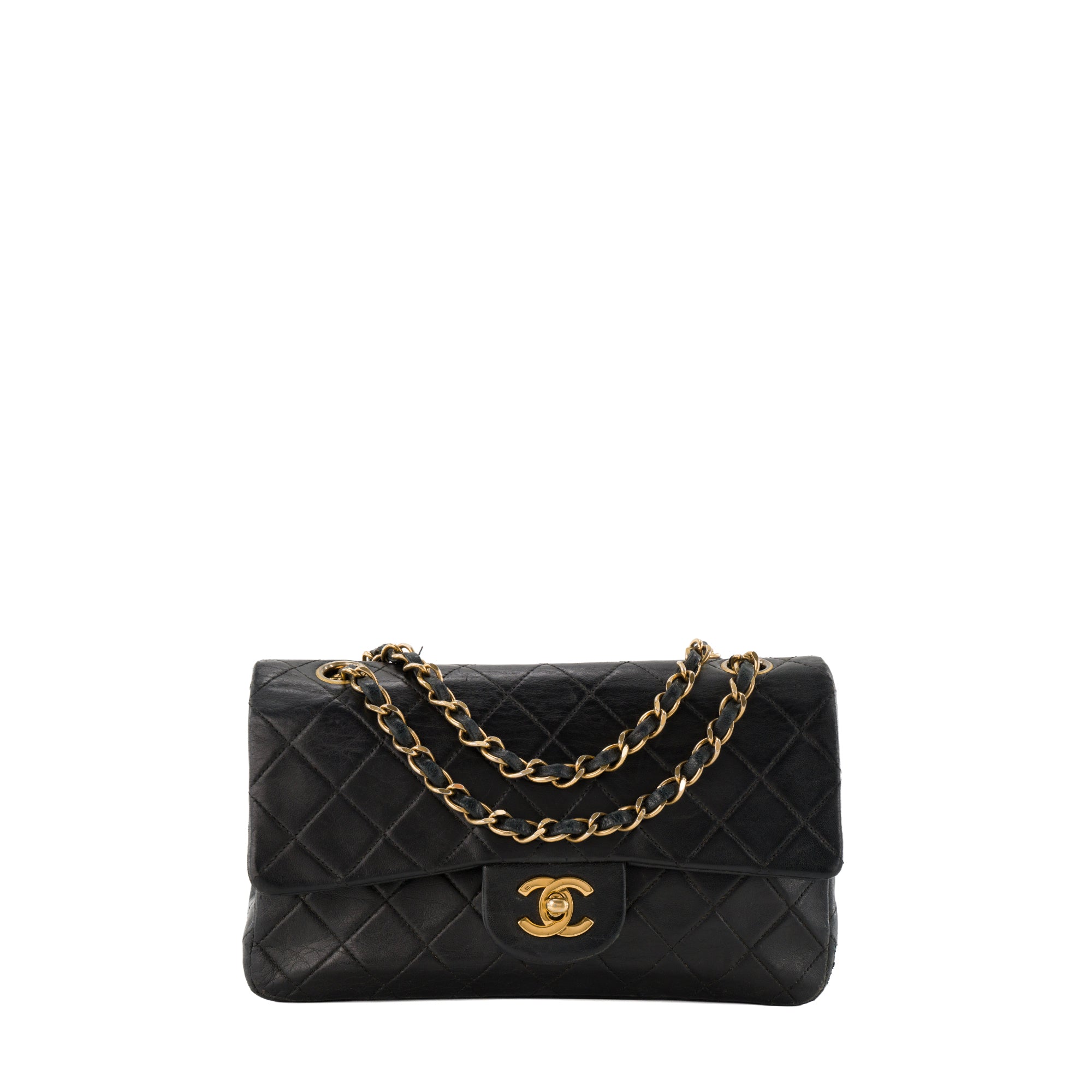 CHANEL - Sac à épaule Classique/Timeless 11.13 Small Chanel en cuir lisse noir vintage