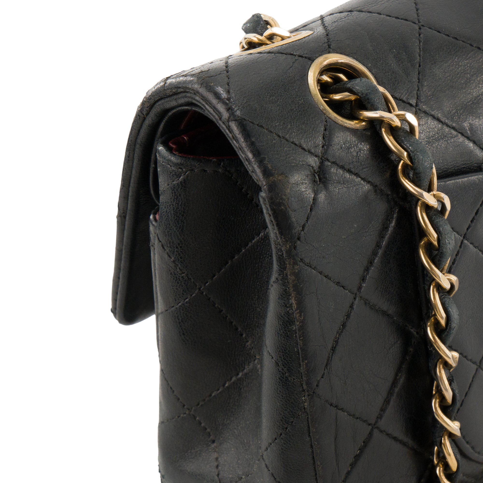 CHANEL - Sac à épaule Classique/Timeless 11.13 Small Chanel en cuir lisse noir vintage
