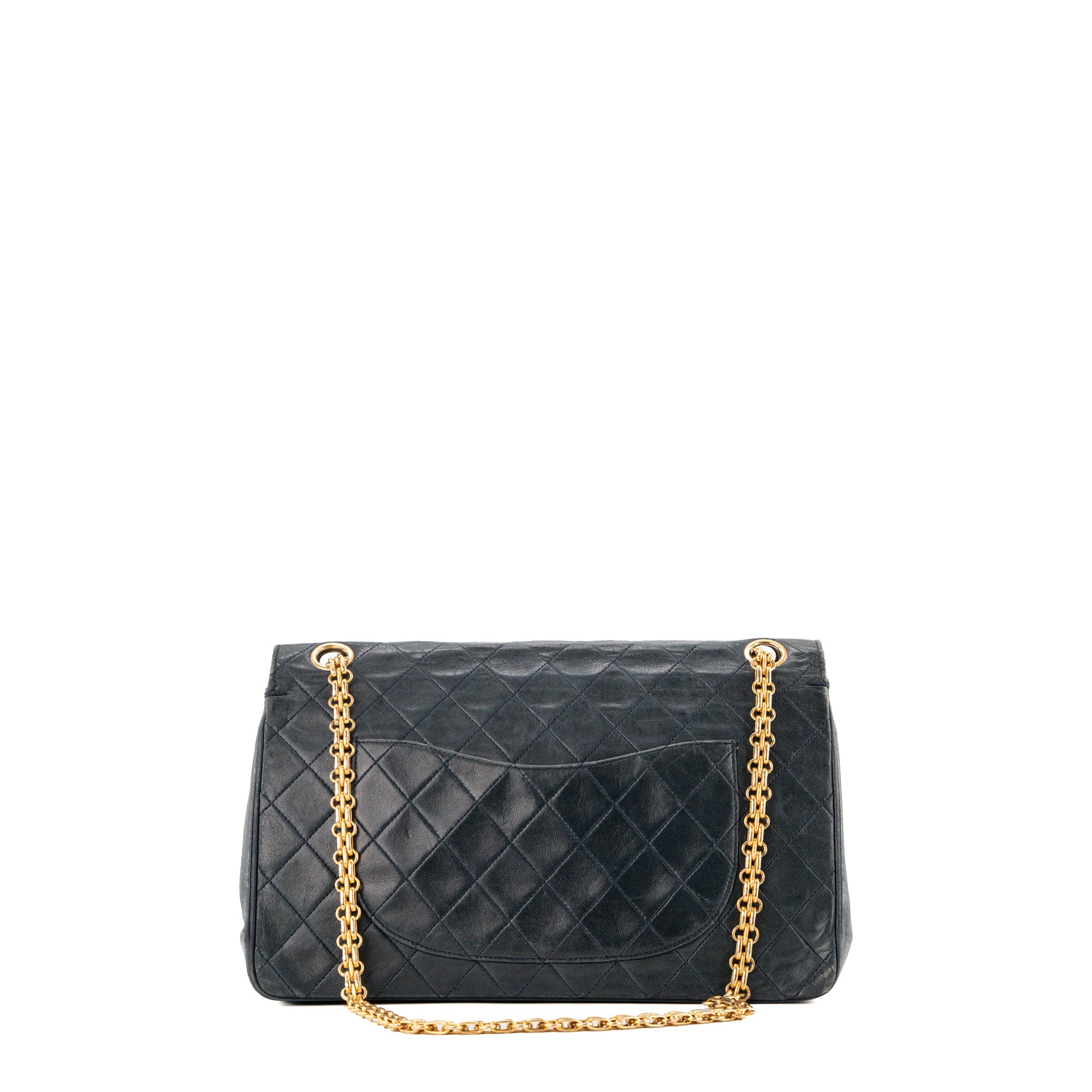 CHANEL - Sac à épaule Classique/Timeless Chanel en cuir lisse bleu vintage