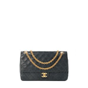 CHANEL - Sac à épaule Classique/Timeless Chanel en cuir lisse bleu vintage