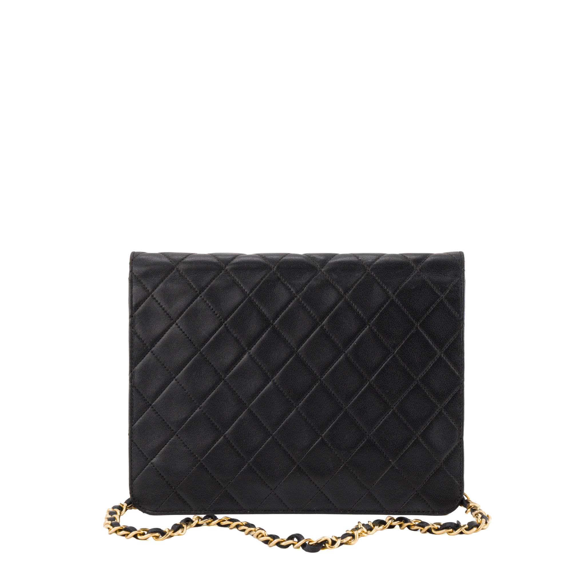 CHANEL - Sac à épaule Classique/Timeless Chanel en cuir lisse noir vintage