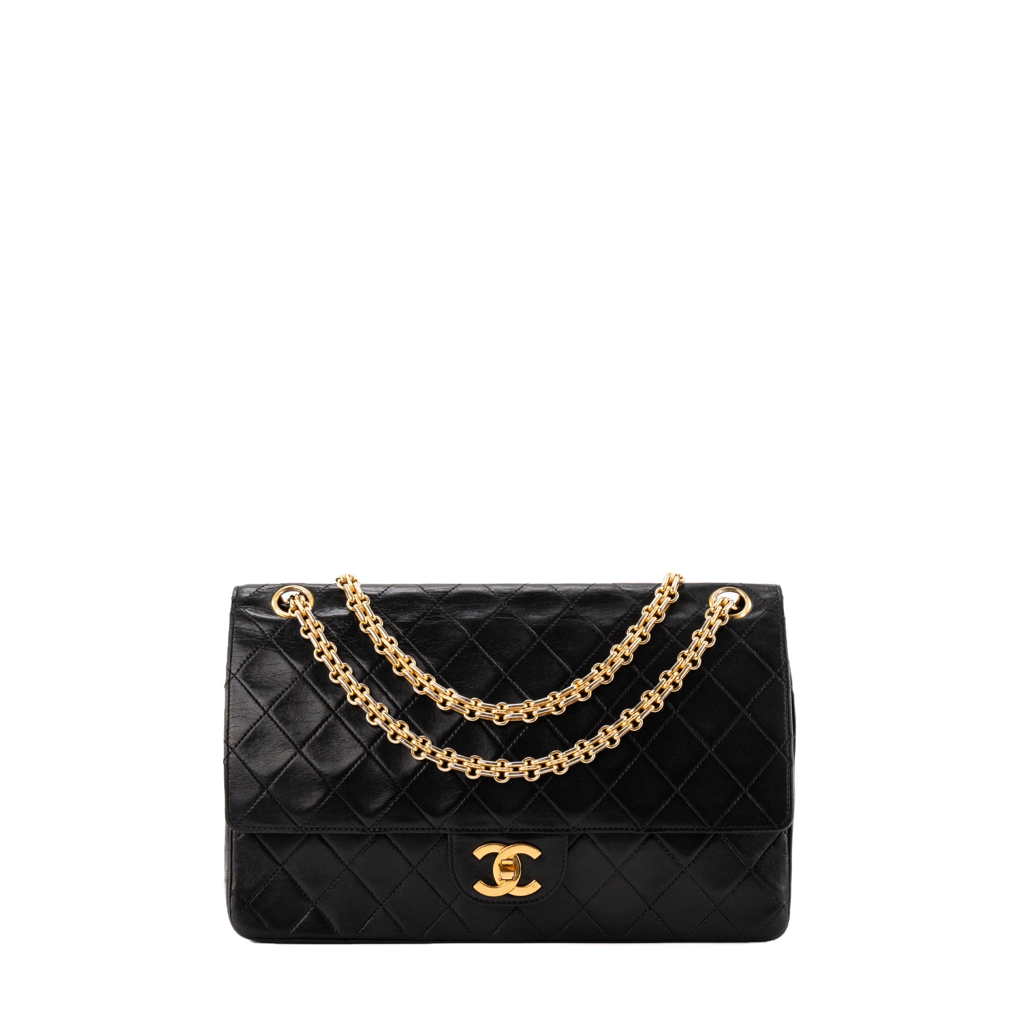 CHANEL - Sac à épaule Classique/Timeless Chanel en cuir lisse noir vintage