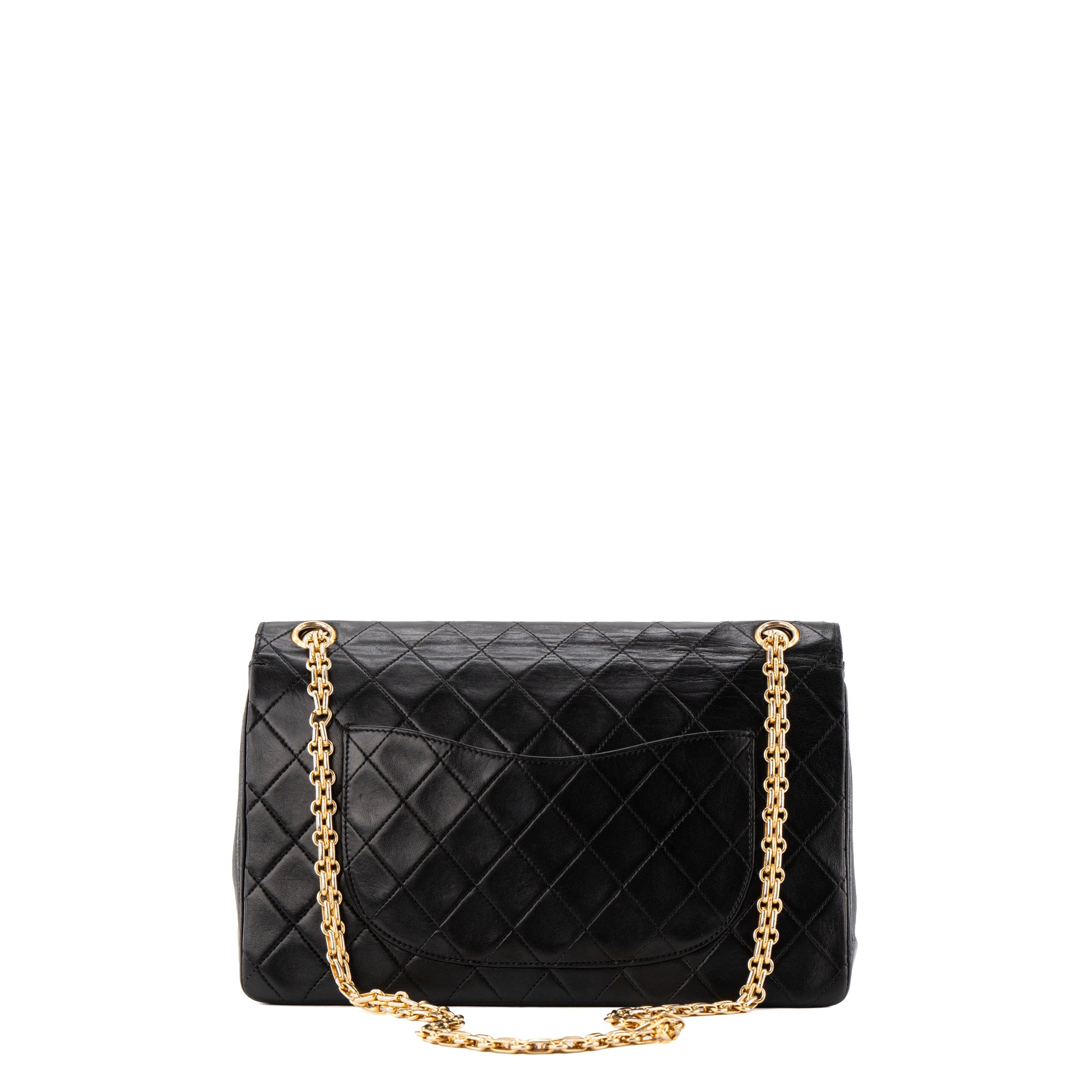 CHANEL - Sac à épaule Classique/Timeless Chanel en cuir lisse noir vintage